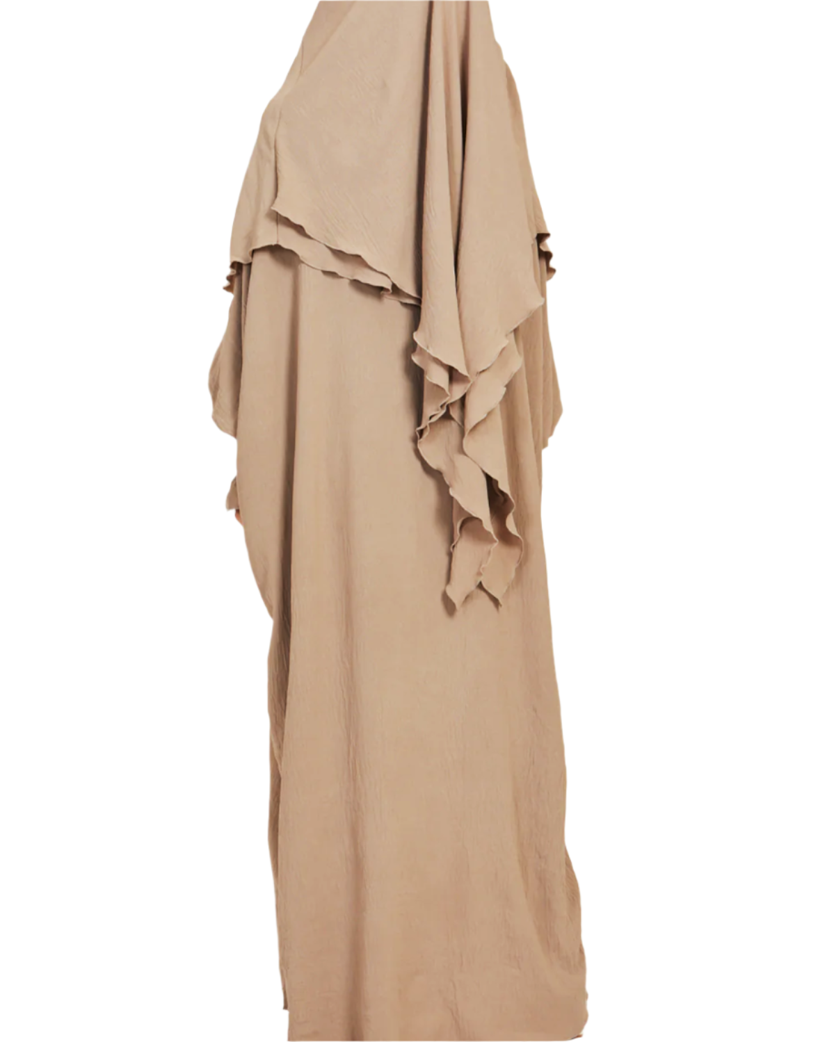 Beige Crepe Khimar Abaya