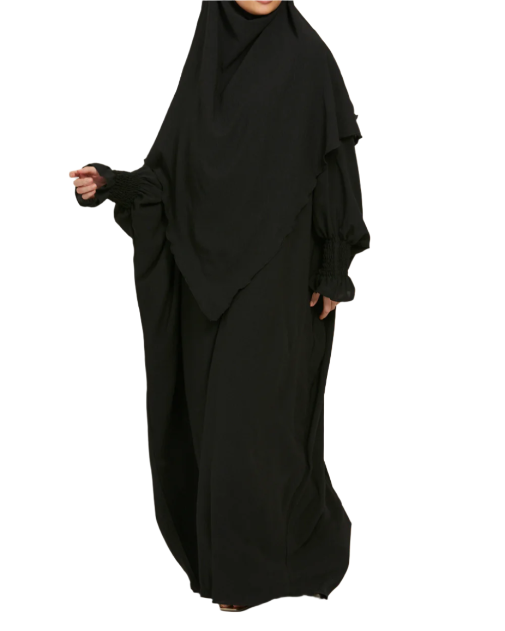 Black Crepe Khimar Abaya