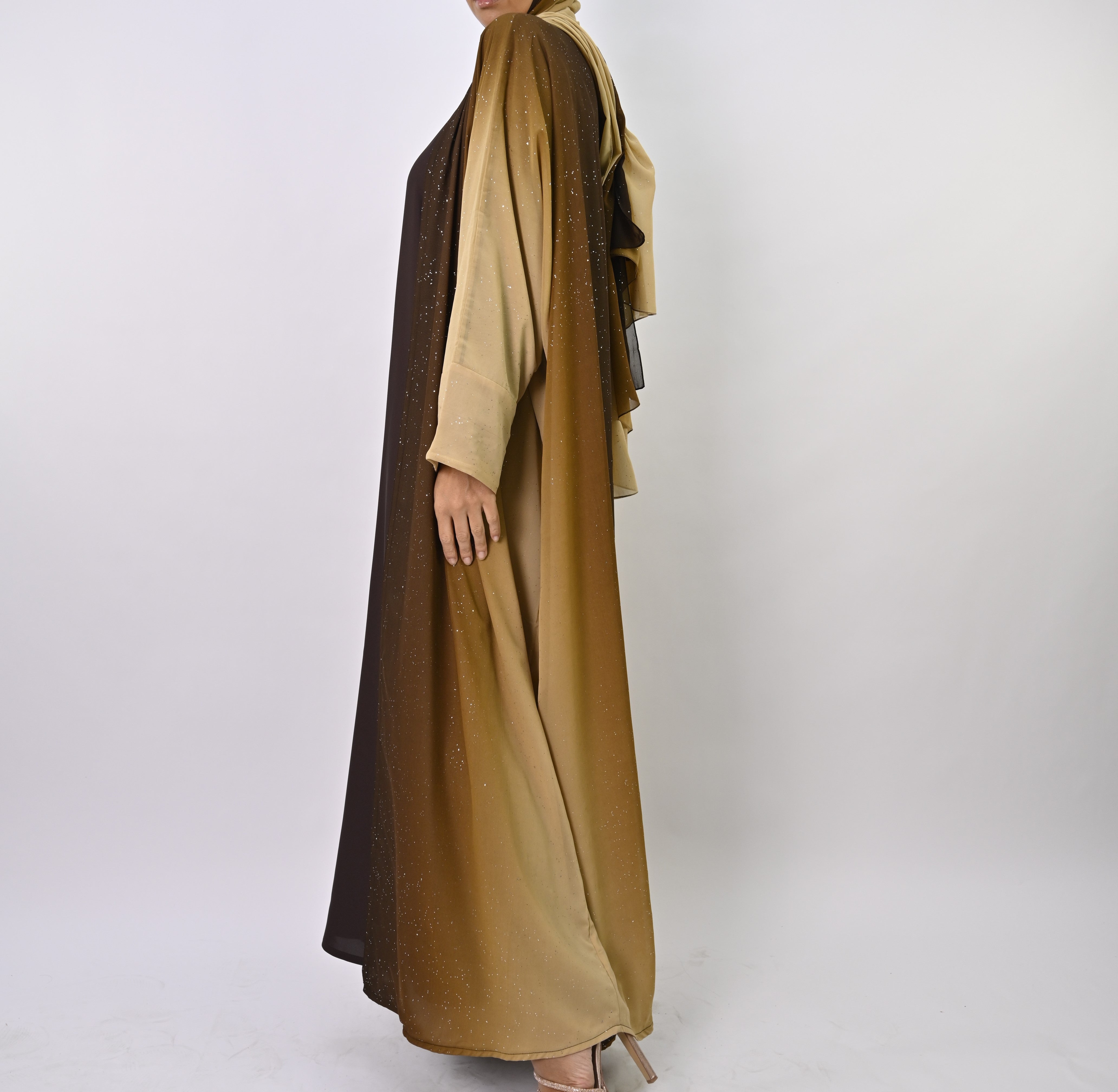 Ombre Caramel Glitter Abaya Set