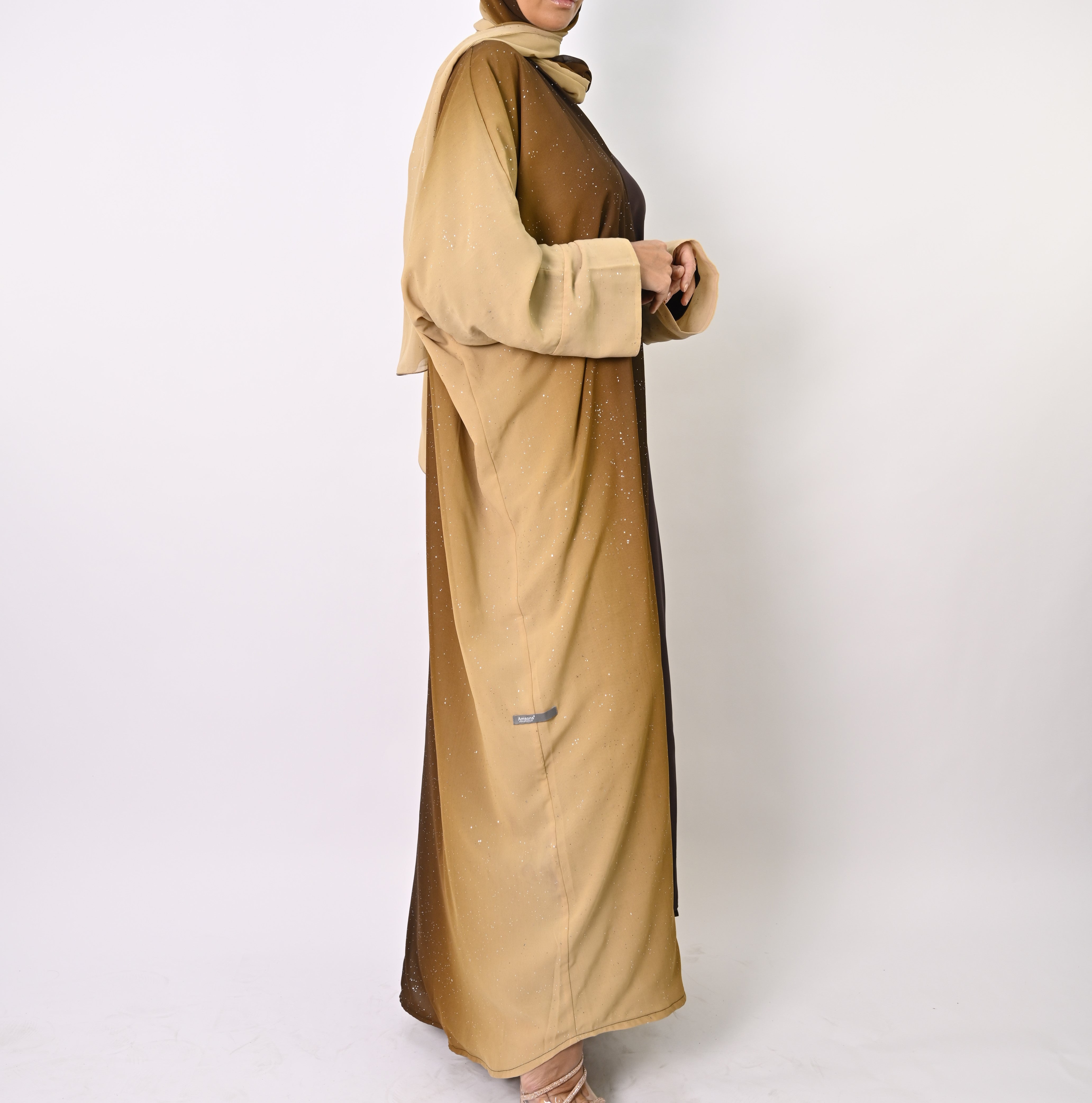 Ombre Caramel Glitter Abaya Set