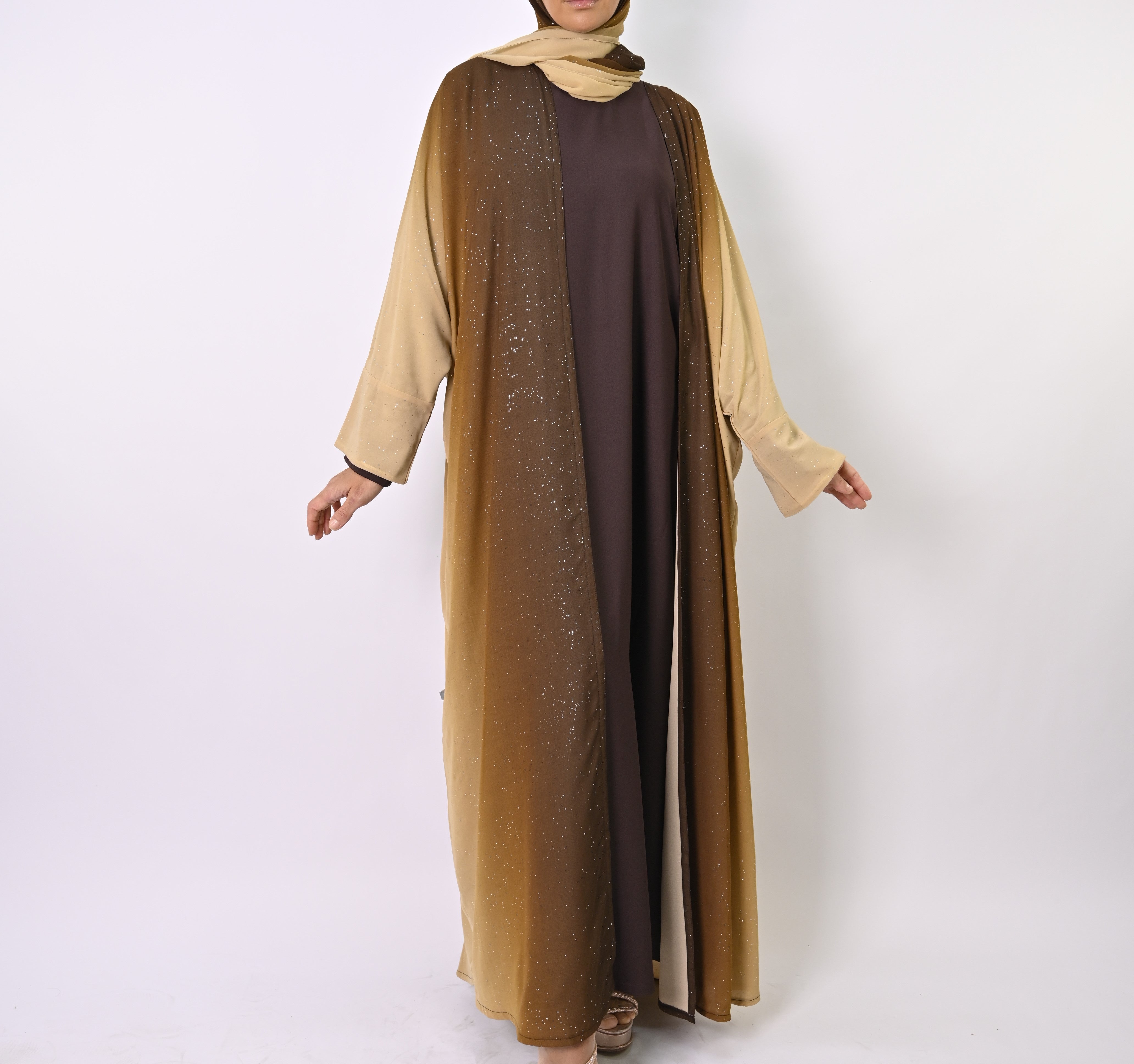 Ombre Caramel Glitter Abaya Set