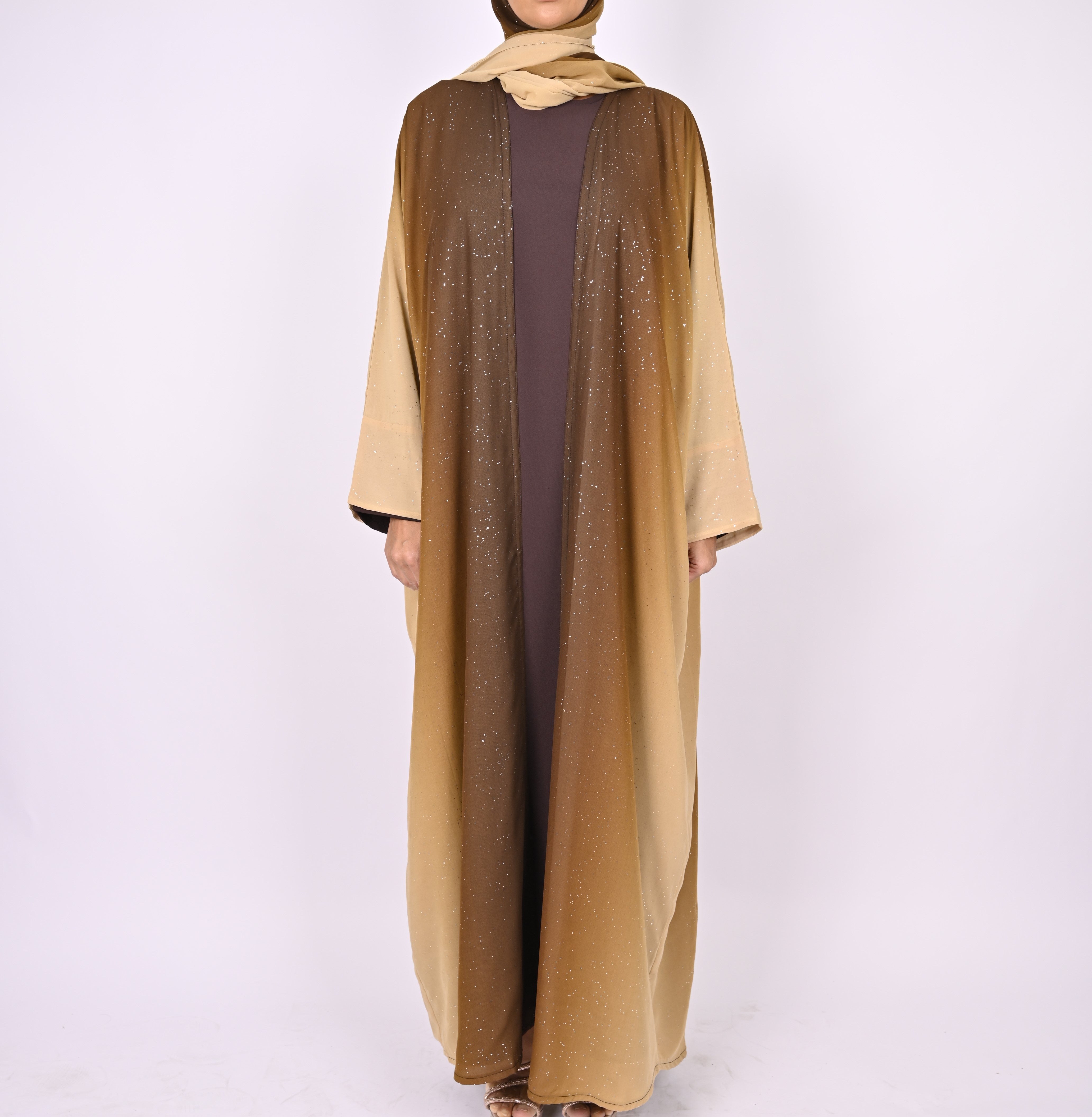Ombre Caramel Glitter Abaya Set