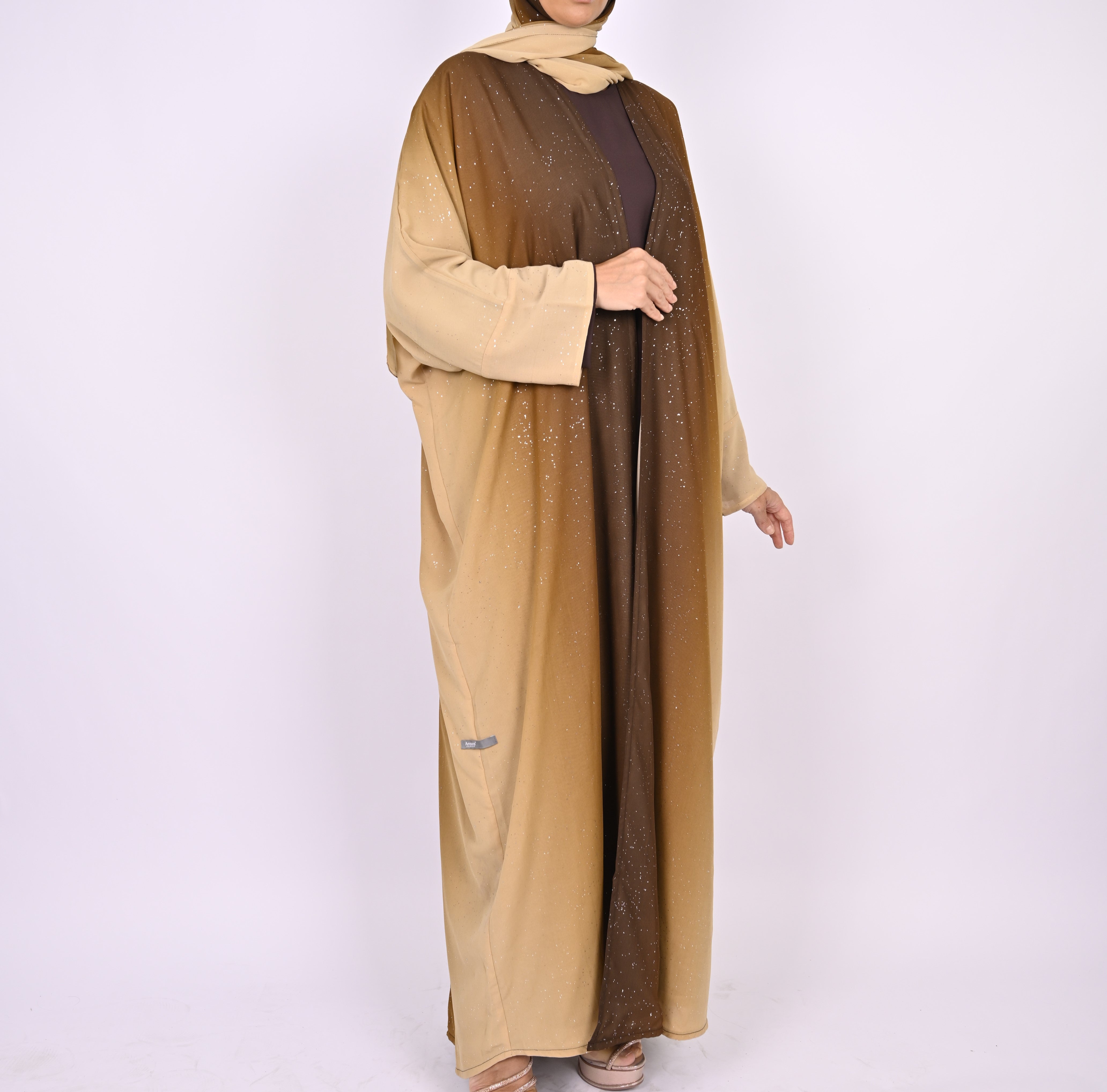 Ombre Caramel Glitter Abaya Set
