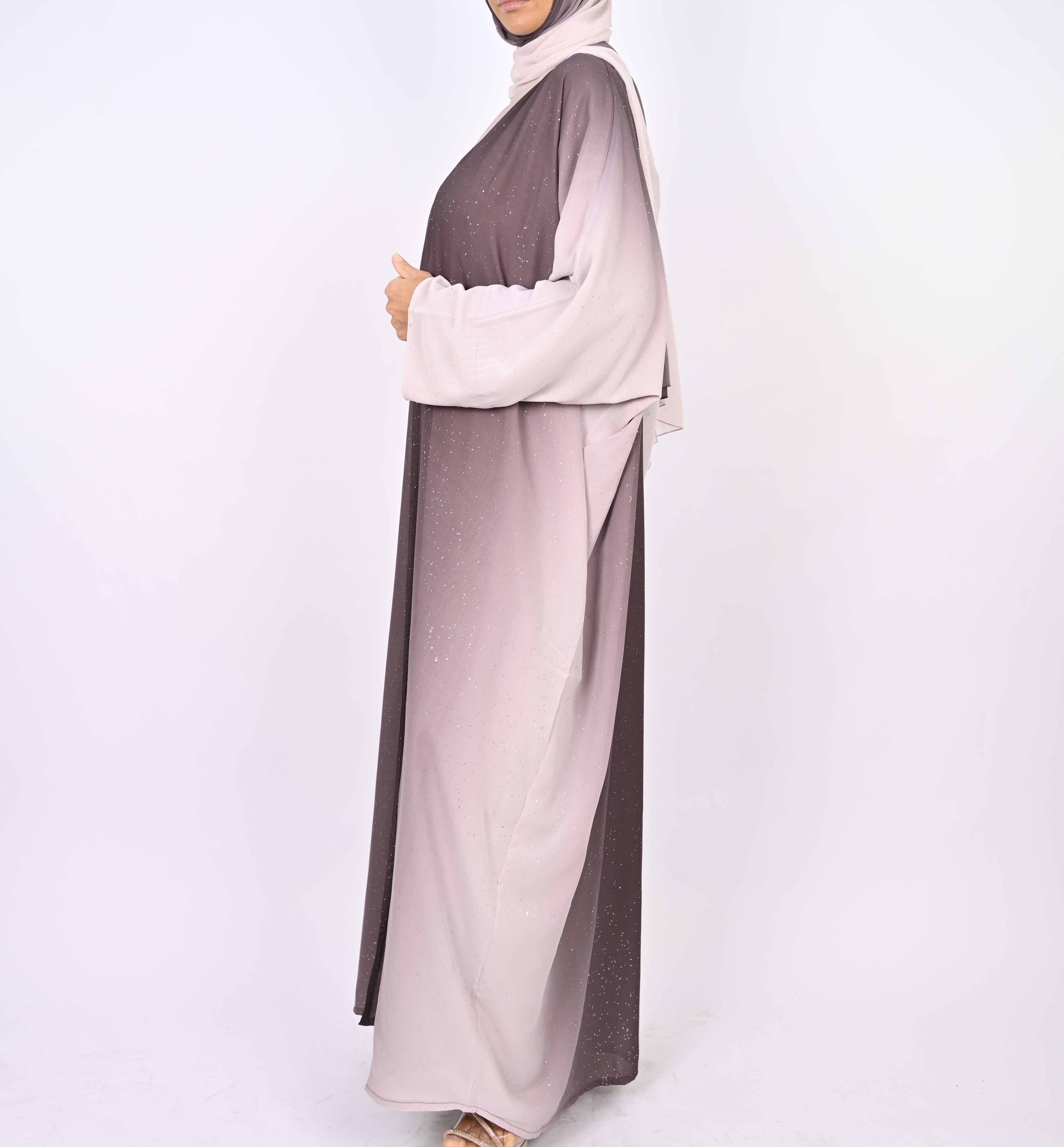 Ombre Mauve Glitter Abaya Set