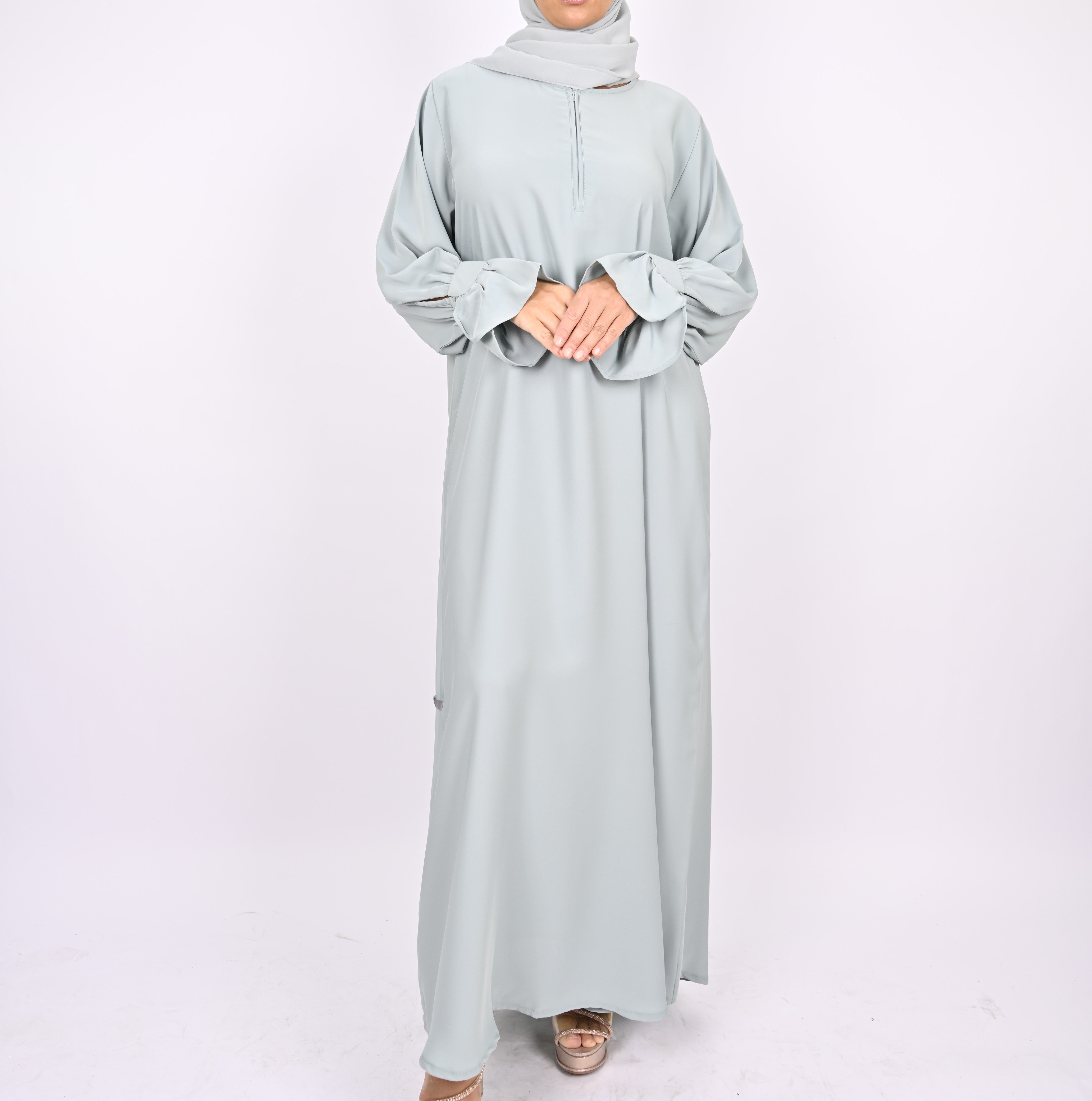 Mint Turkish Style Abaya With Pleats
