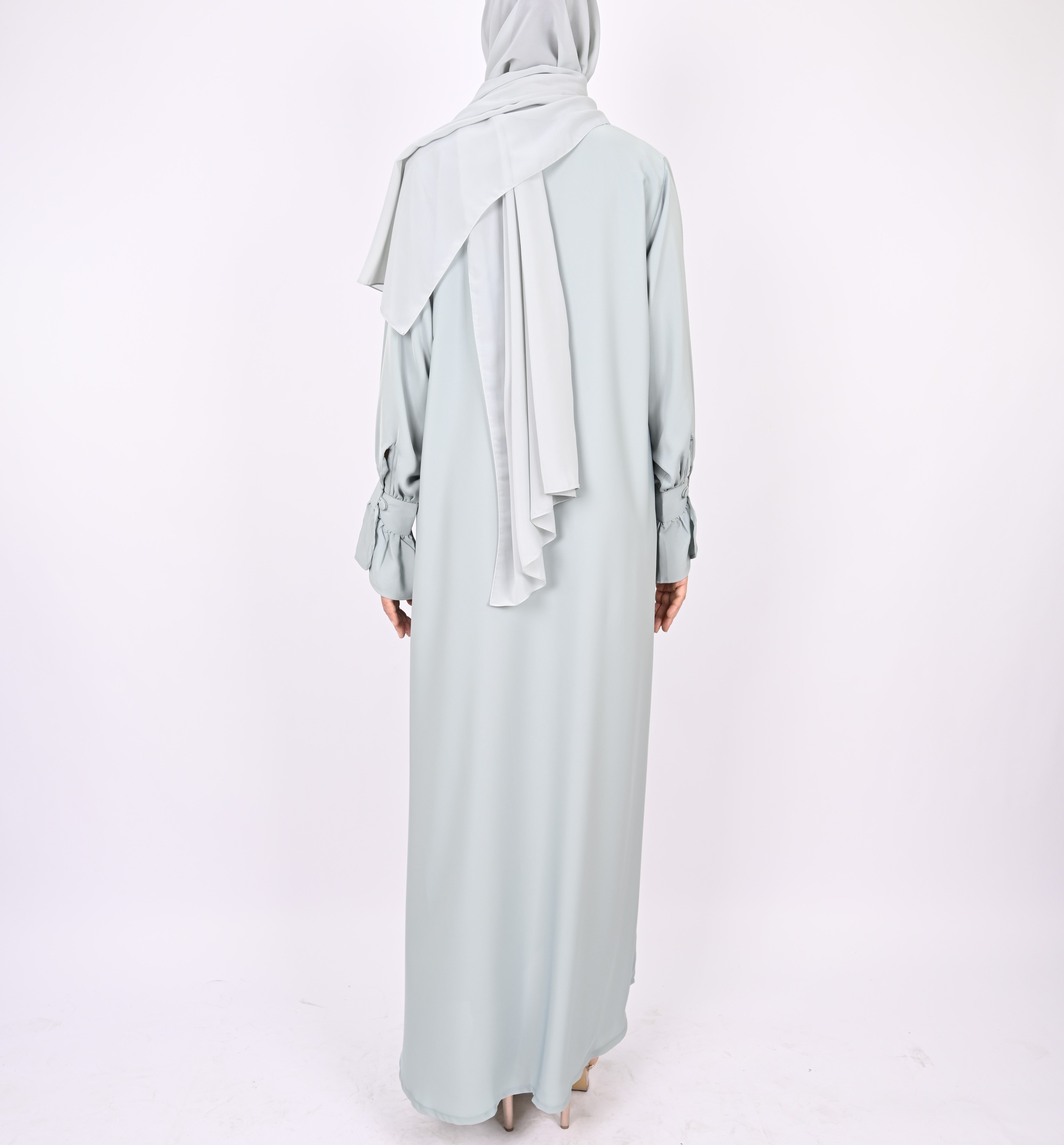 Mint Turkish Style Abaya With Pleats