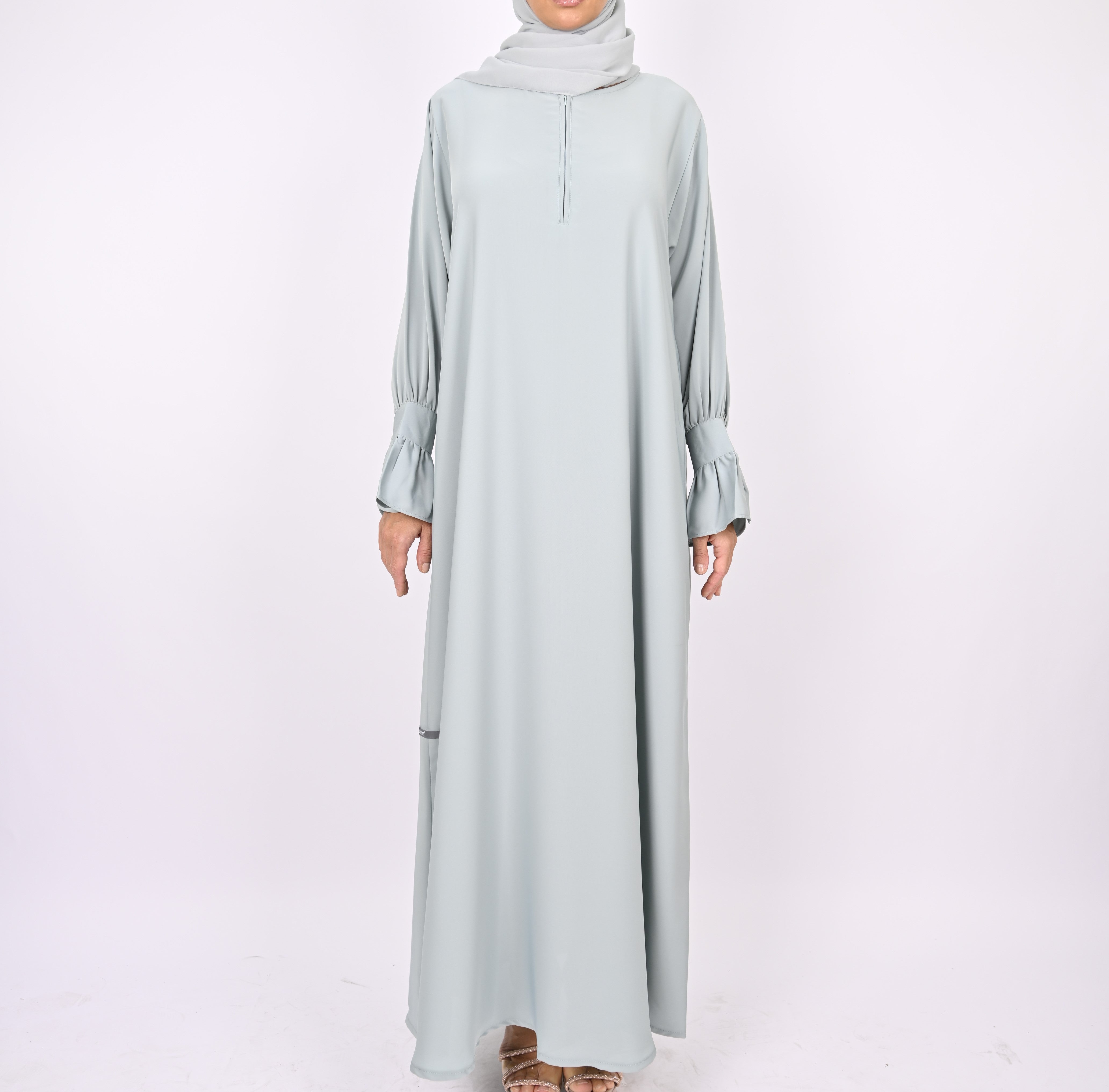 Mint Turkish Style Abaya With Pleats
