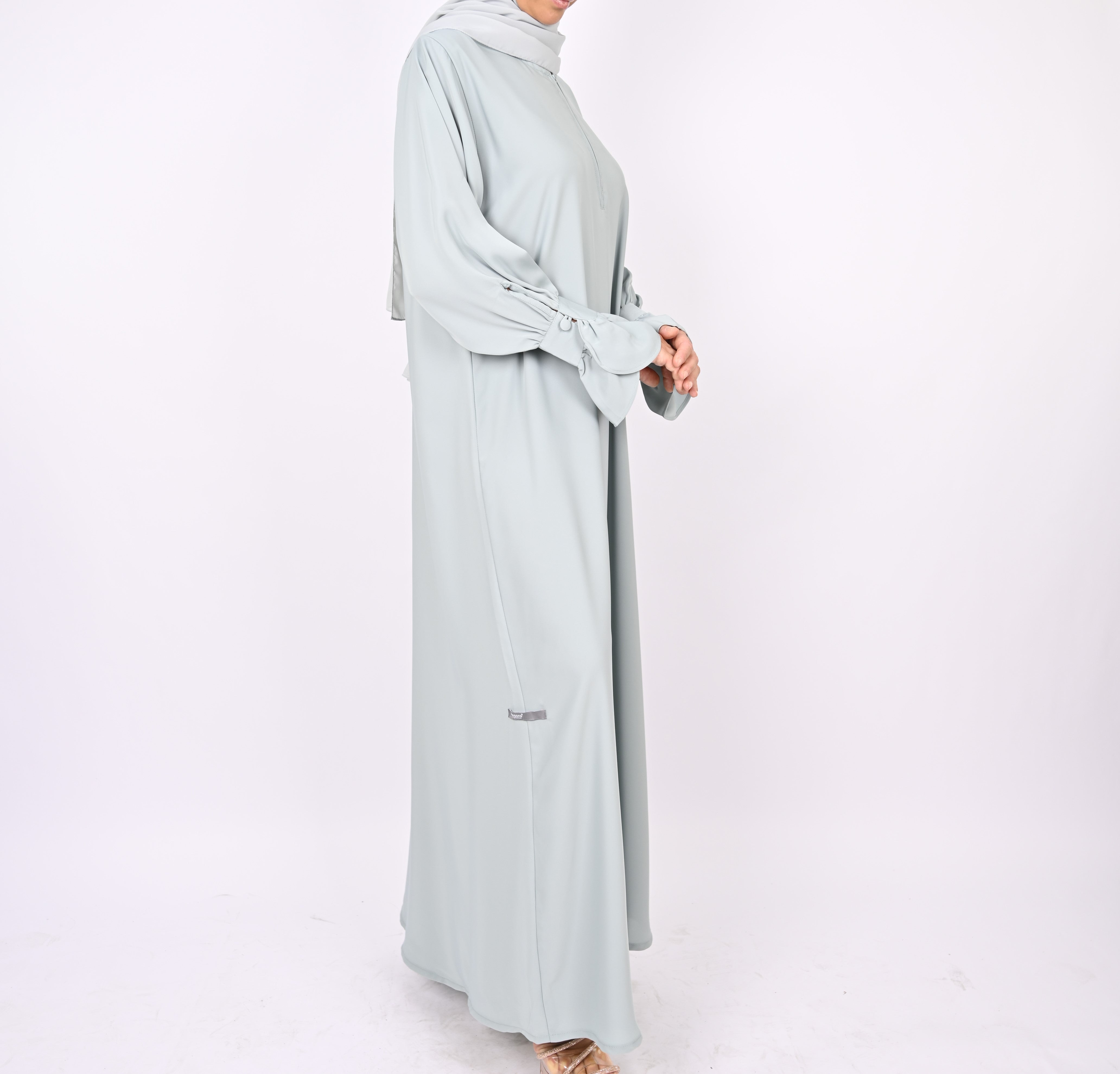 Mint Turkish Style Abaya With Pleats