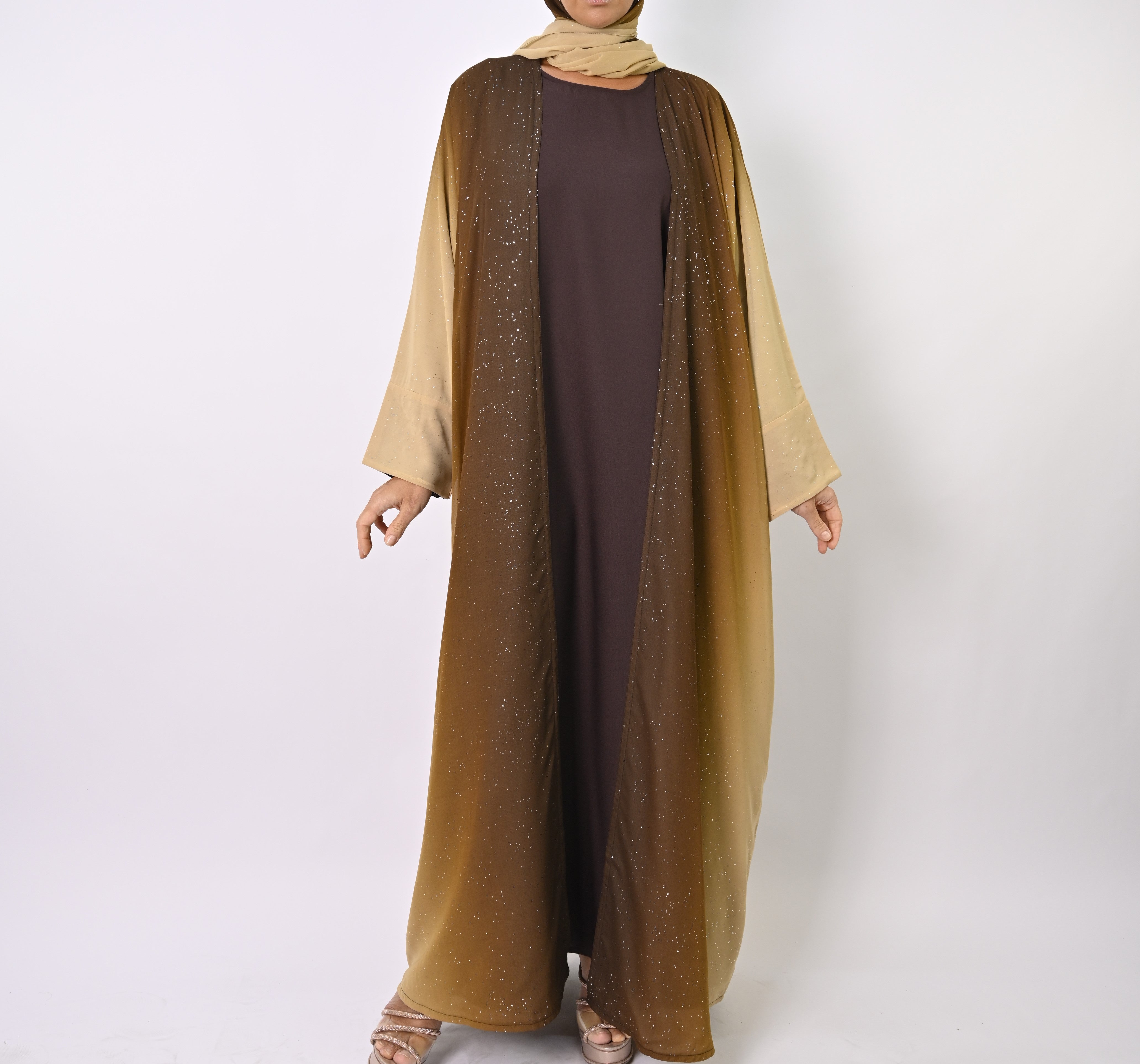 Ombre Caramel Glitter Abaya Set