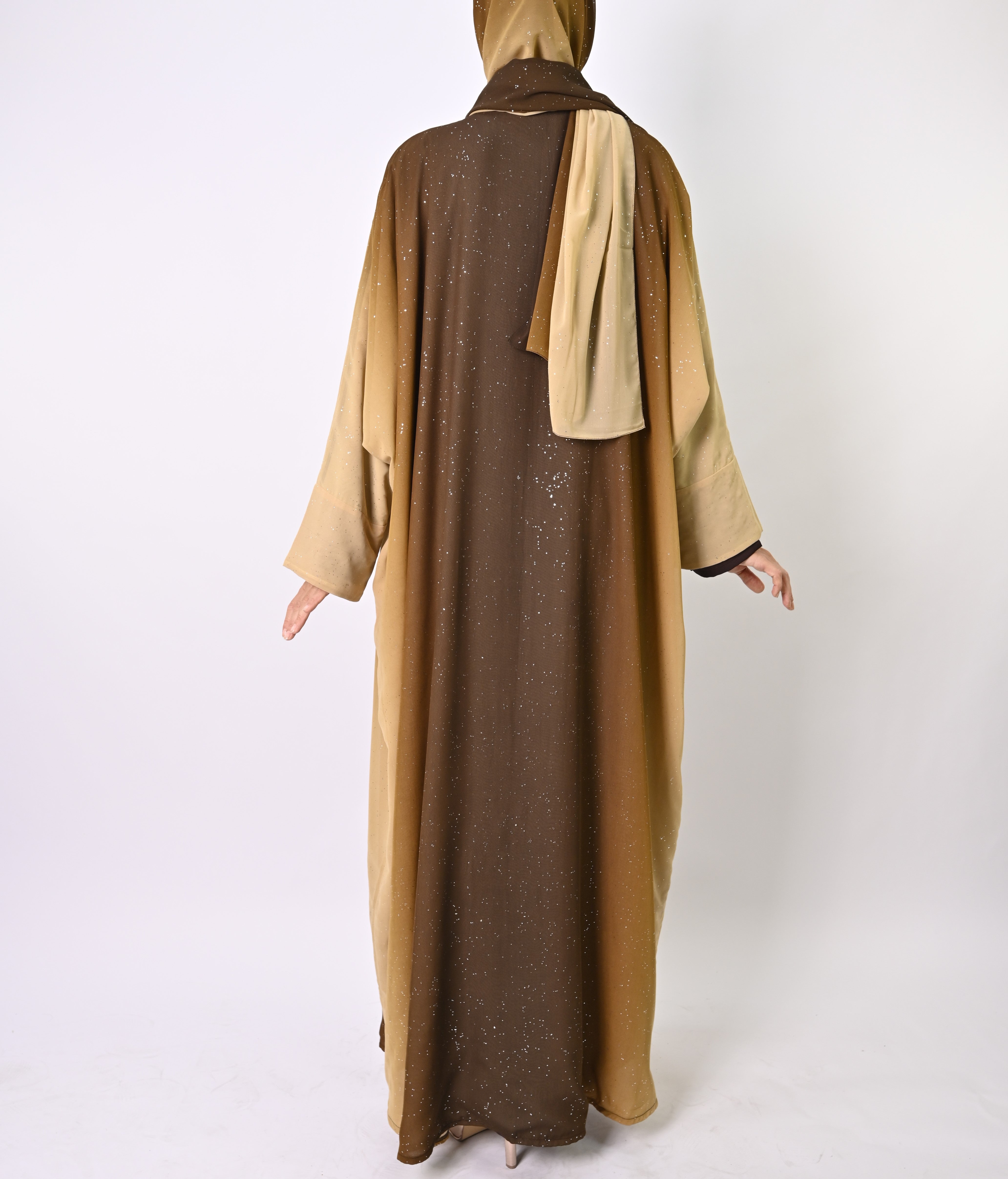 Ombre Caramel Glitter Abaya Set