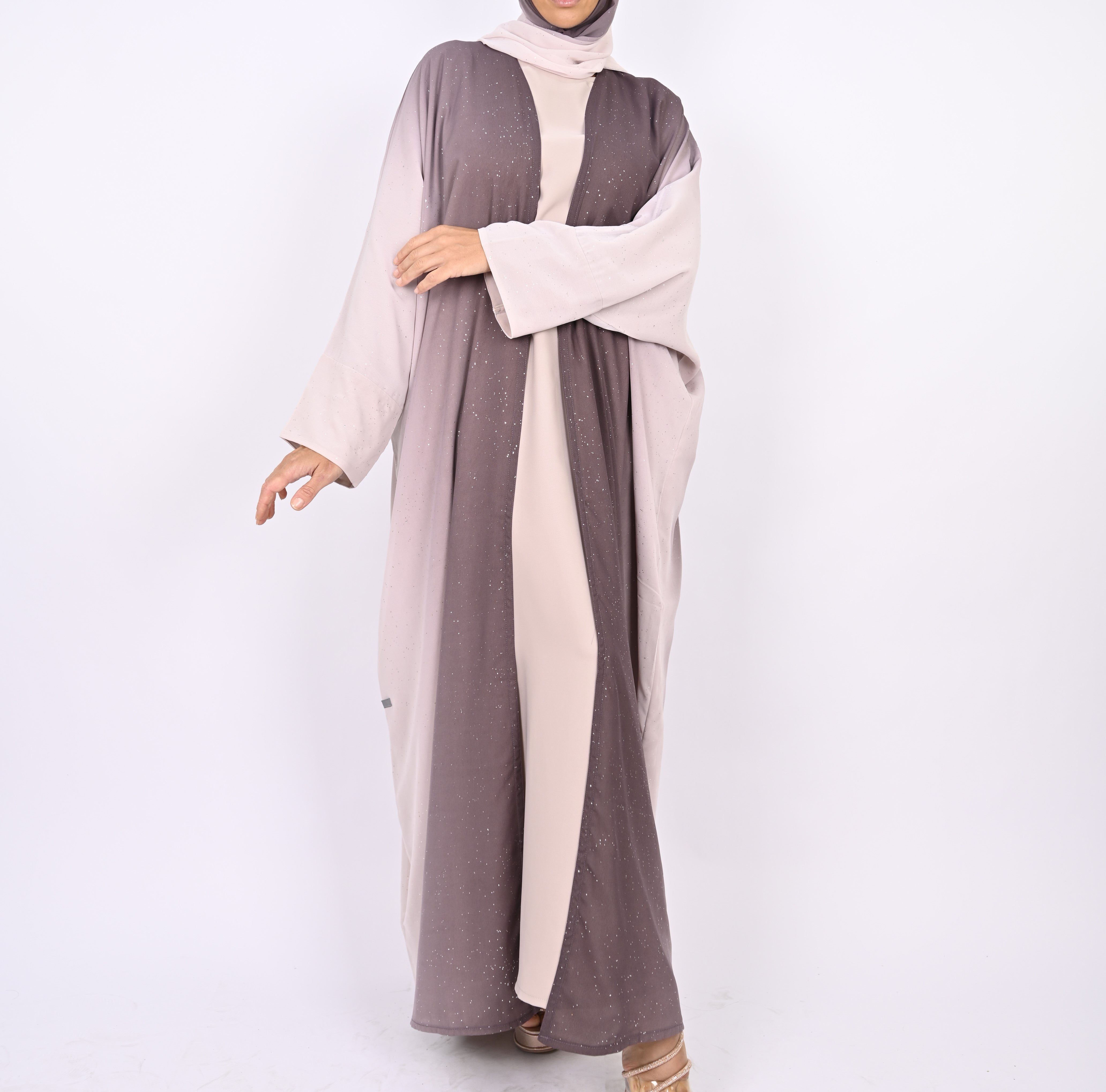 Ombre Mauve Glitter Abaya Set