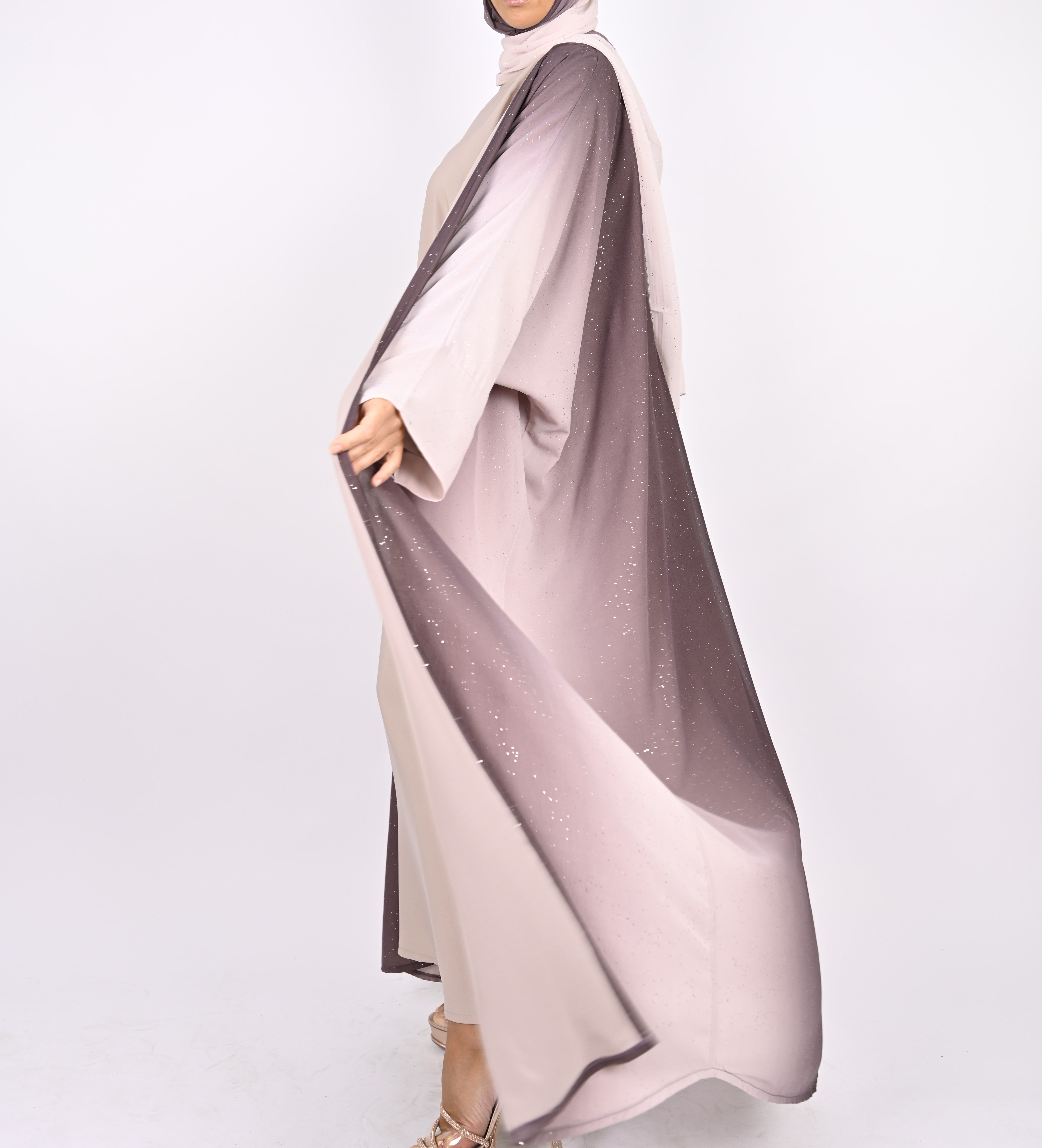 Ombre Mauve Glitter Abaya Set