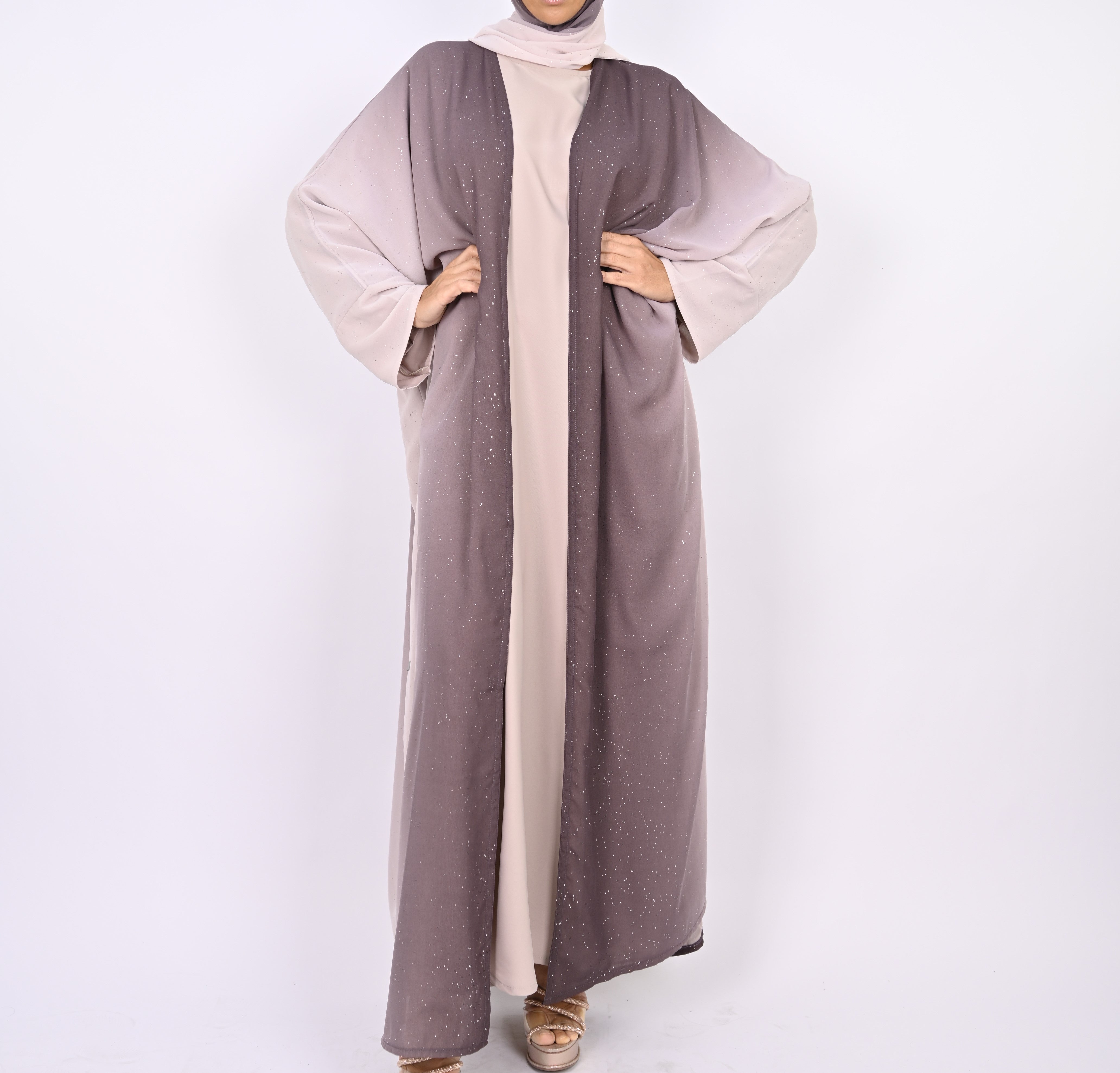 Ombre Mauve Glitter Abaya Set