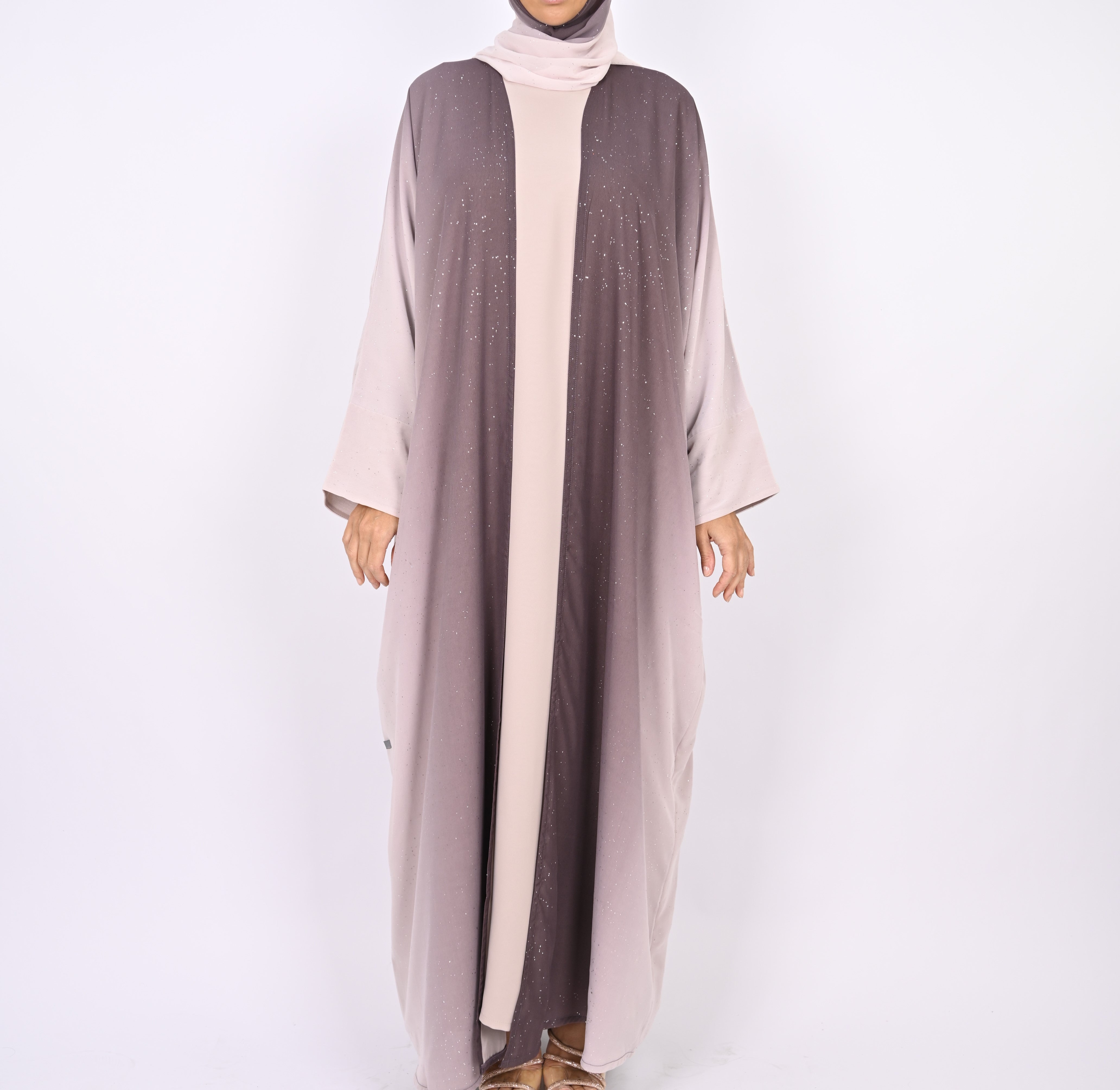 Ombre Mauve Glitter Abaya Set
