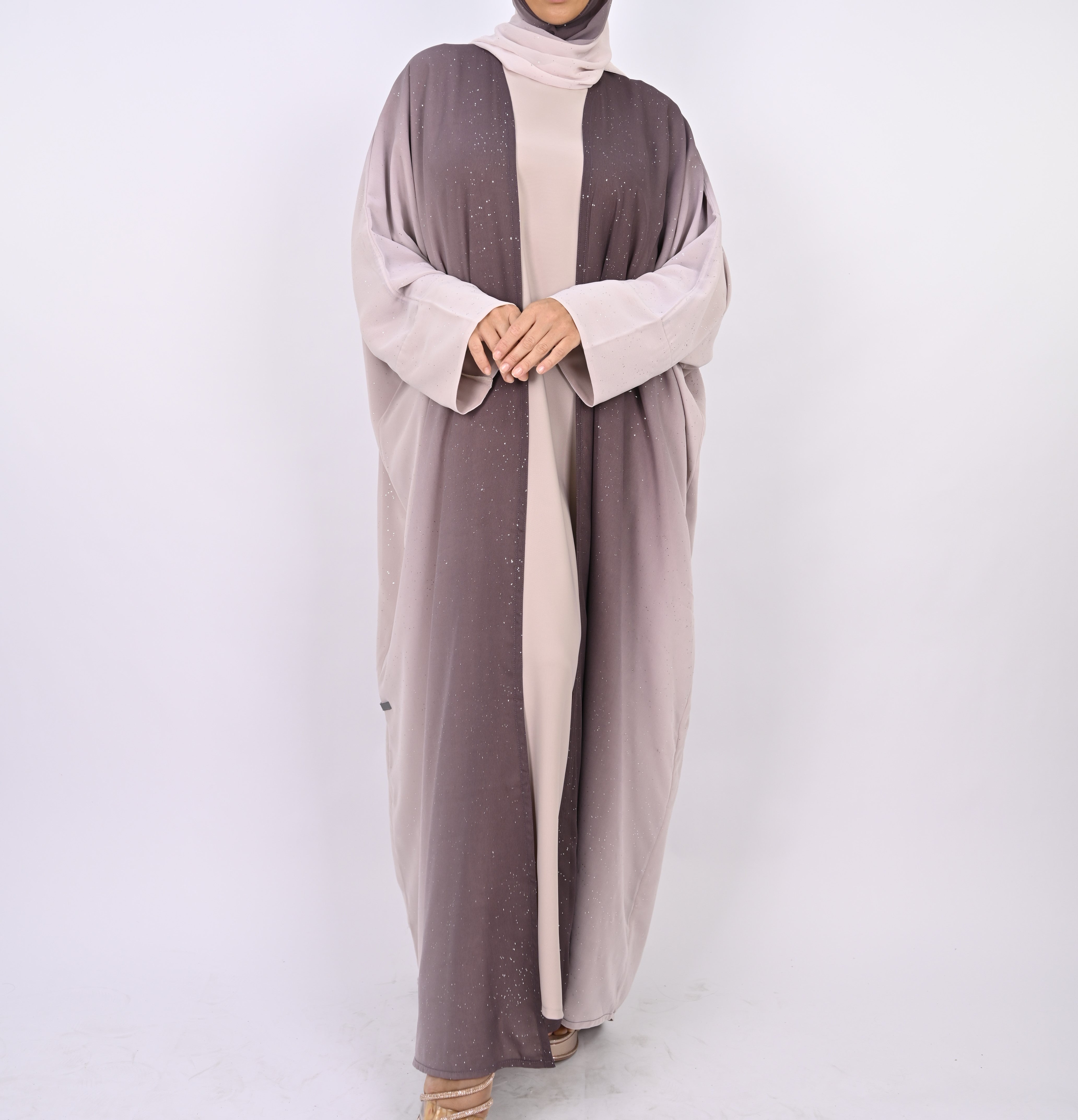 Ombre Mauve Glitter Abaya Set