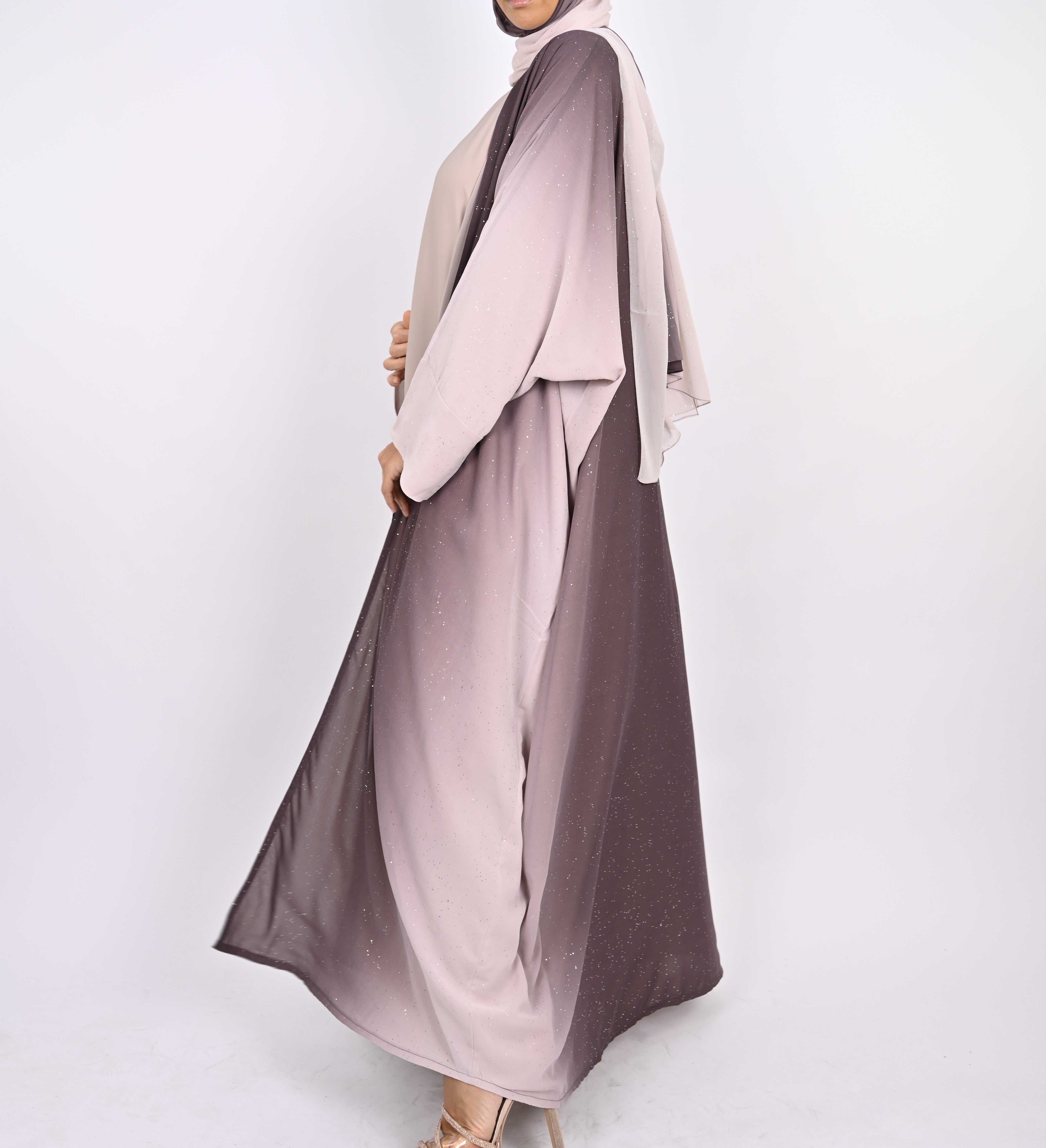 Ombre Mauve Glitter Abaya Set