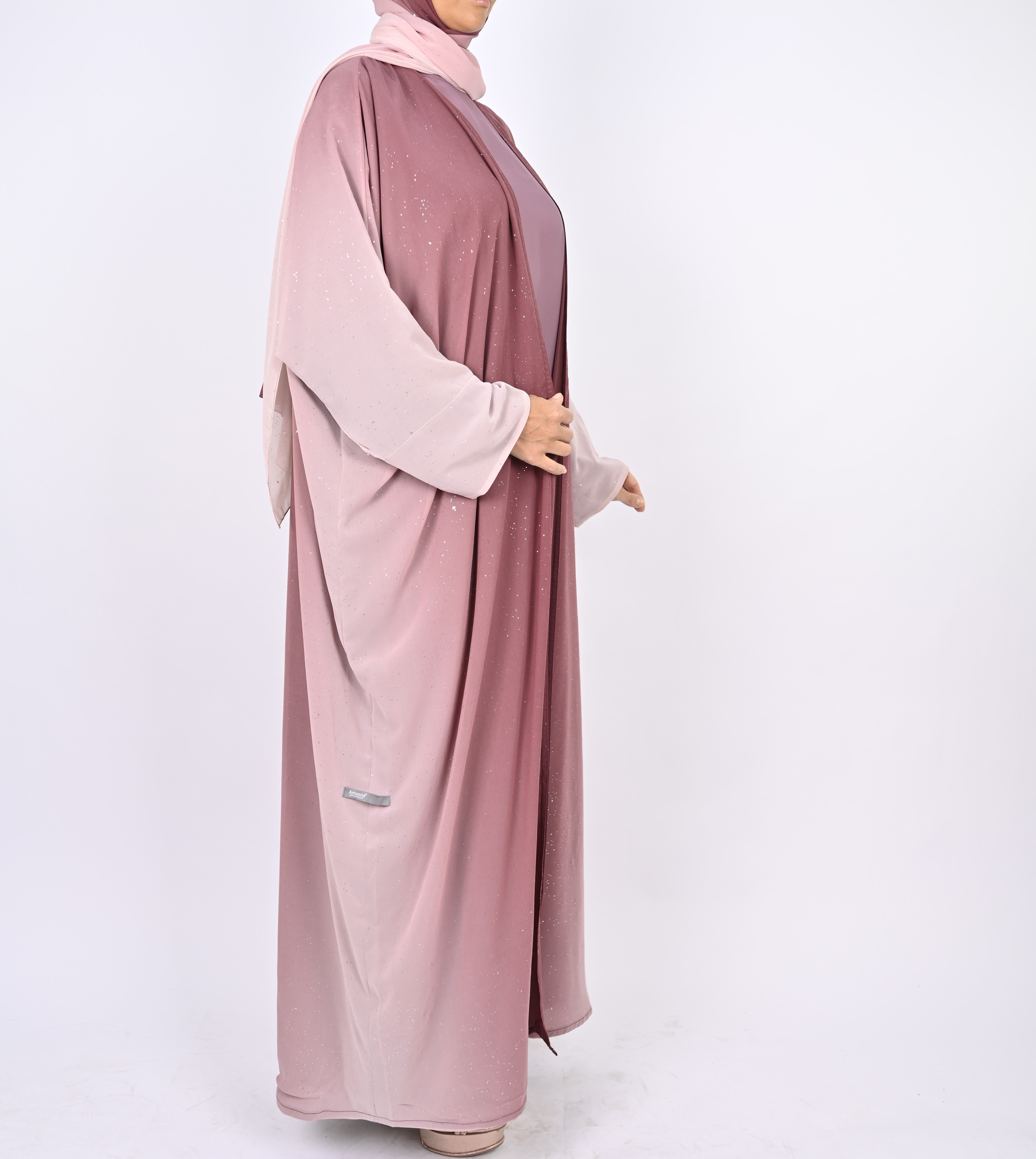 Ombre Pink Glitter Abaya Set