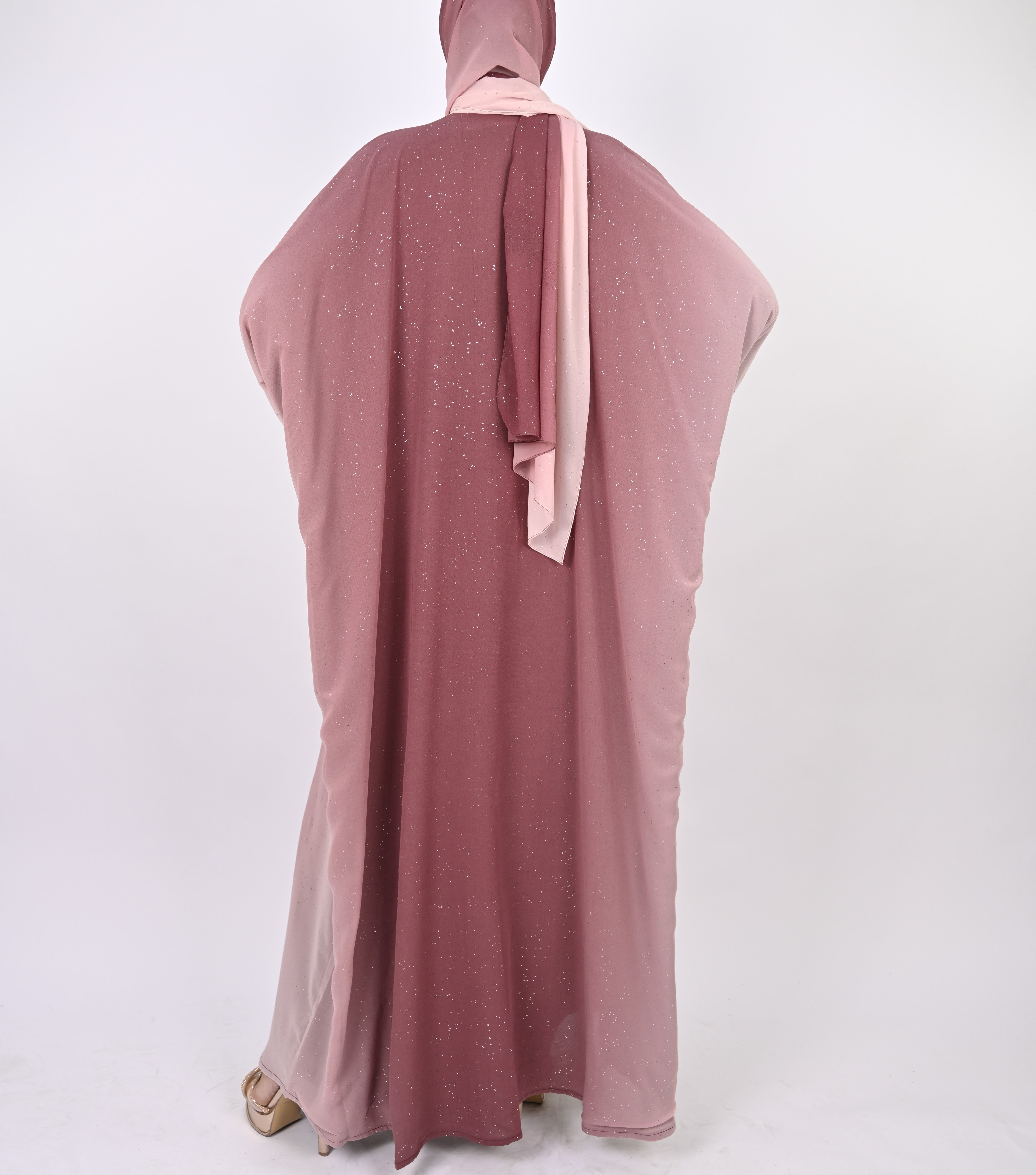 Ombre Pink Glitter Abaya Set