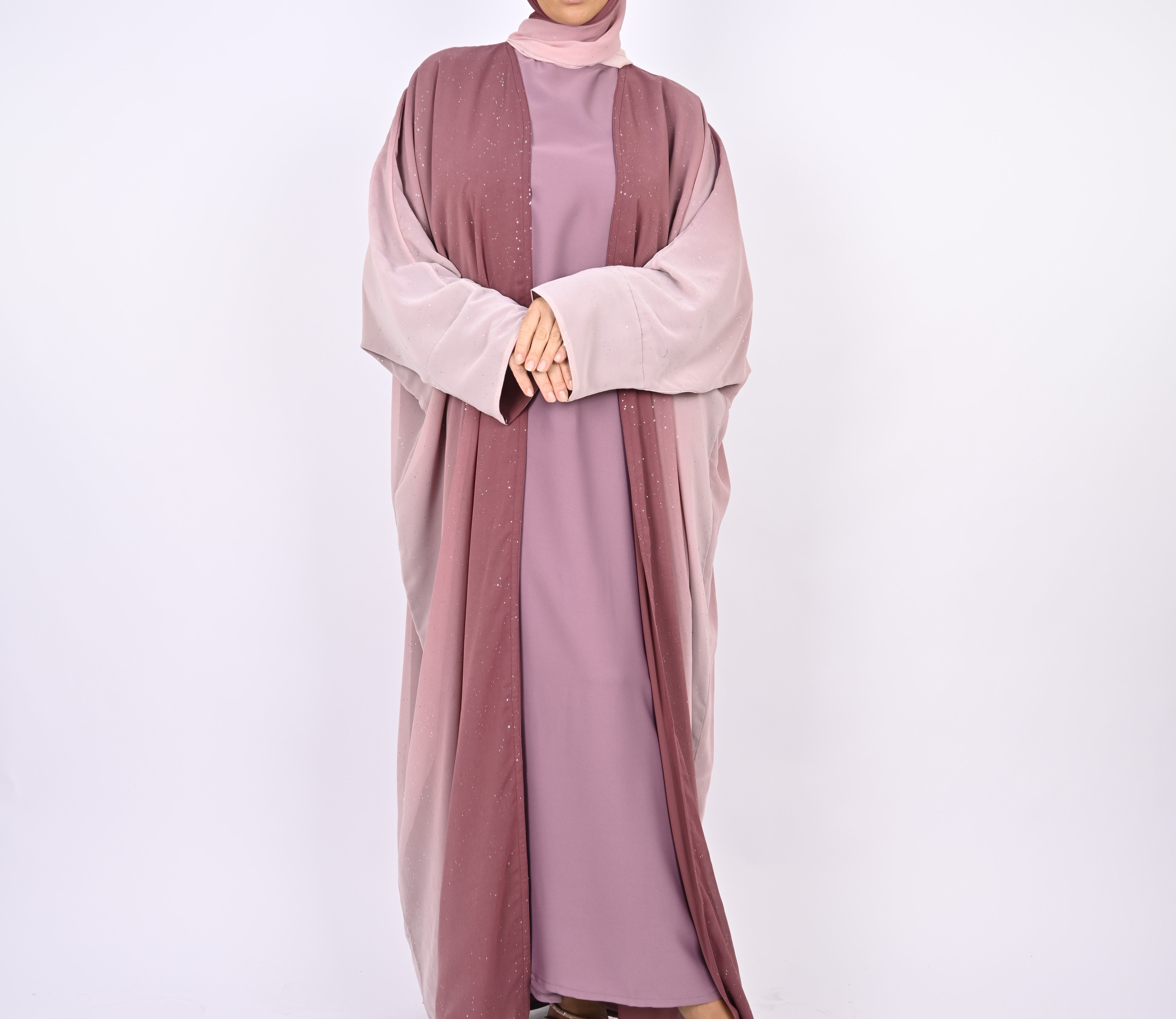 Ombre Pink Glitter Abaya Set