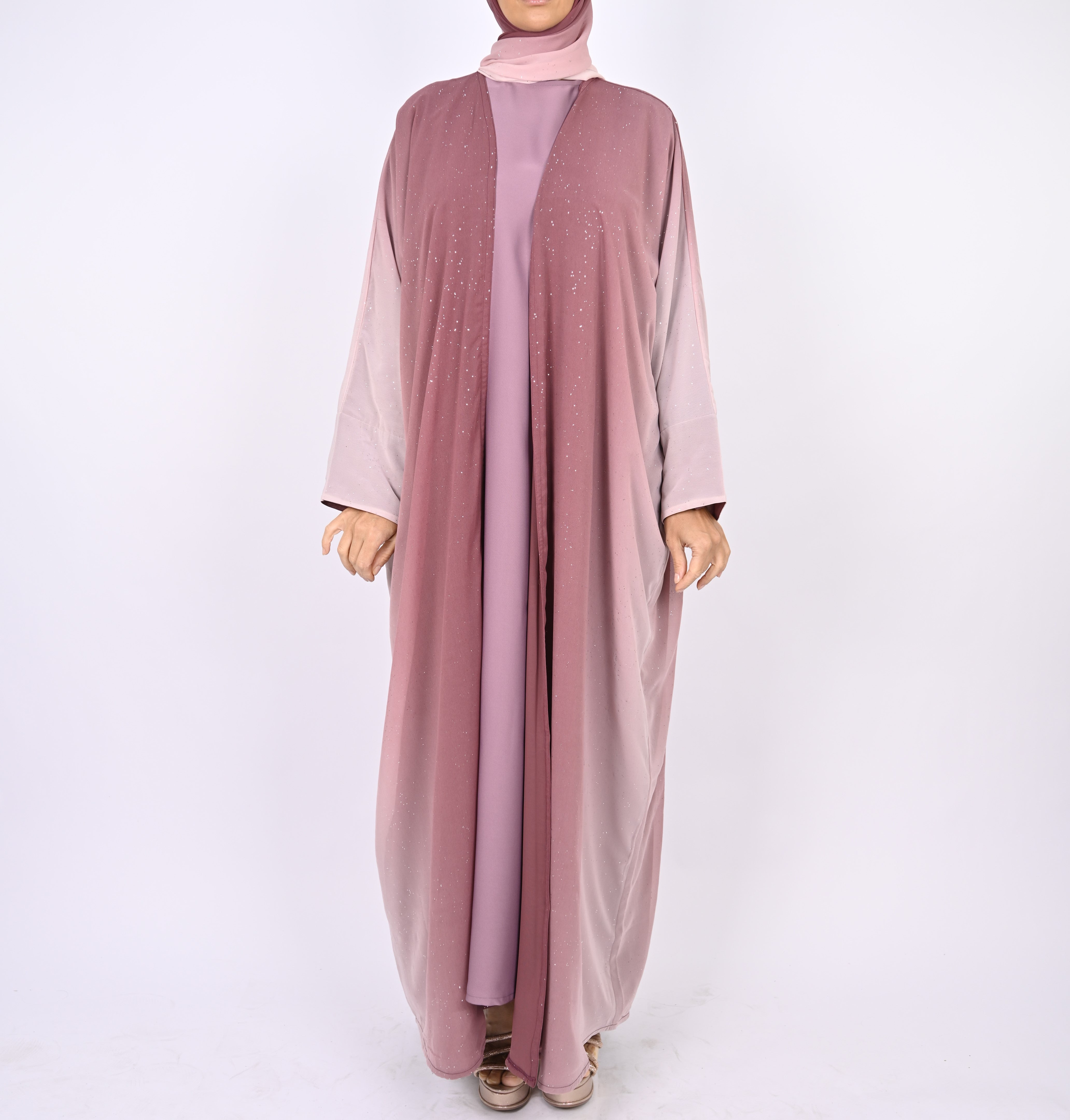 Ombre Pink Glitter Abaya Set