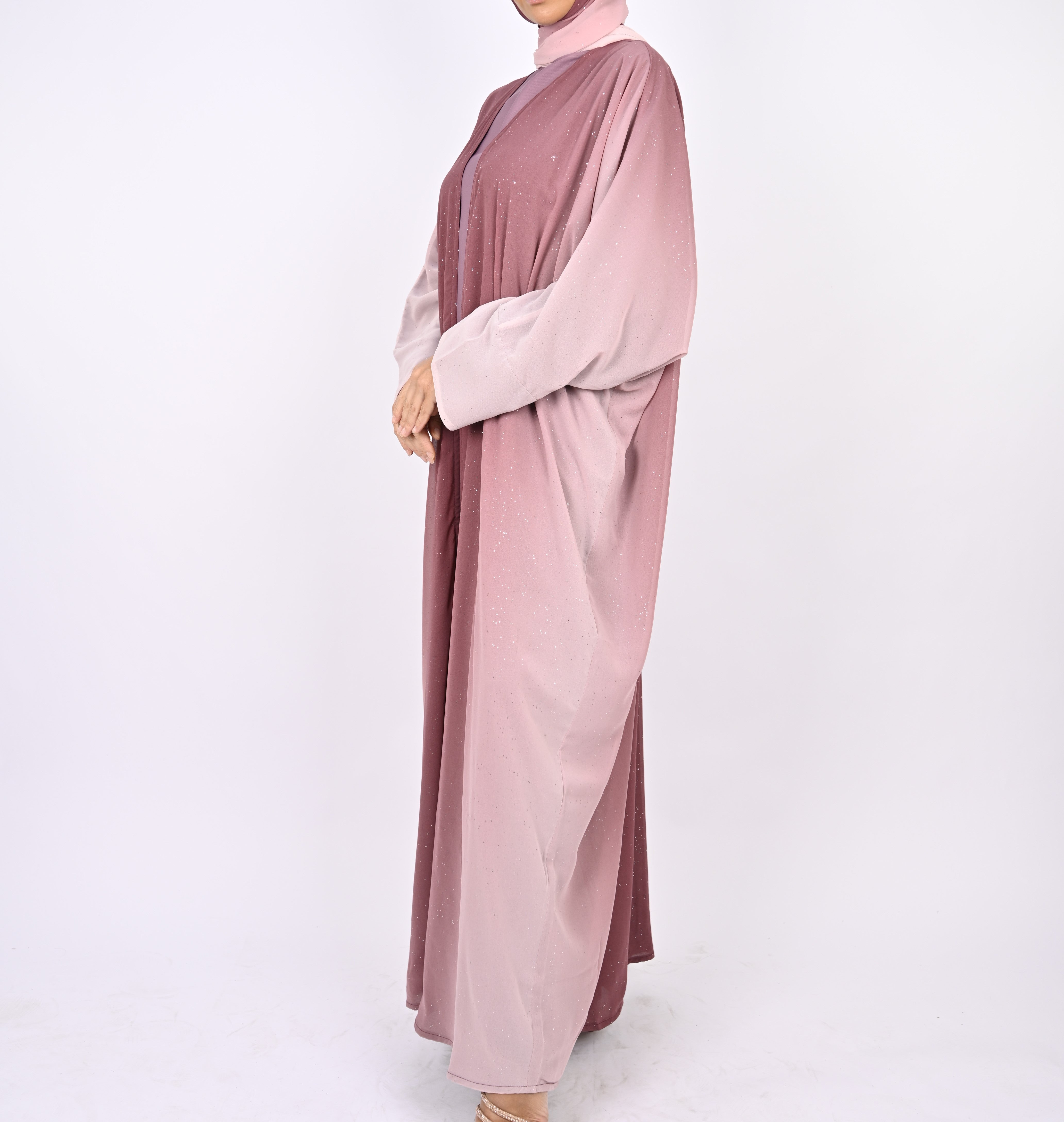 Ombre Pink Glitter Abaya Set