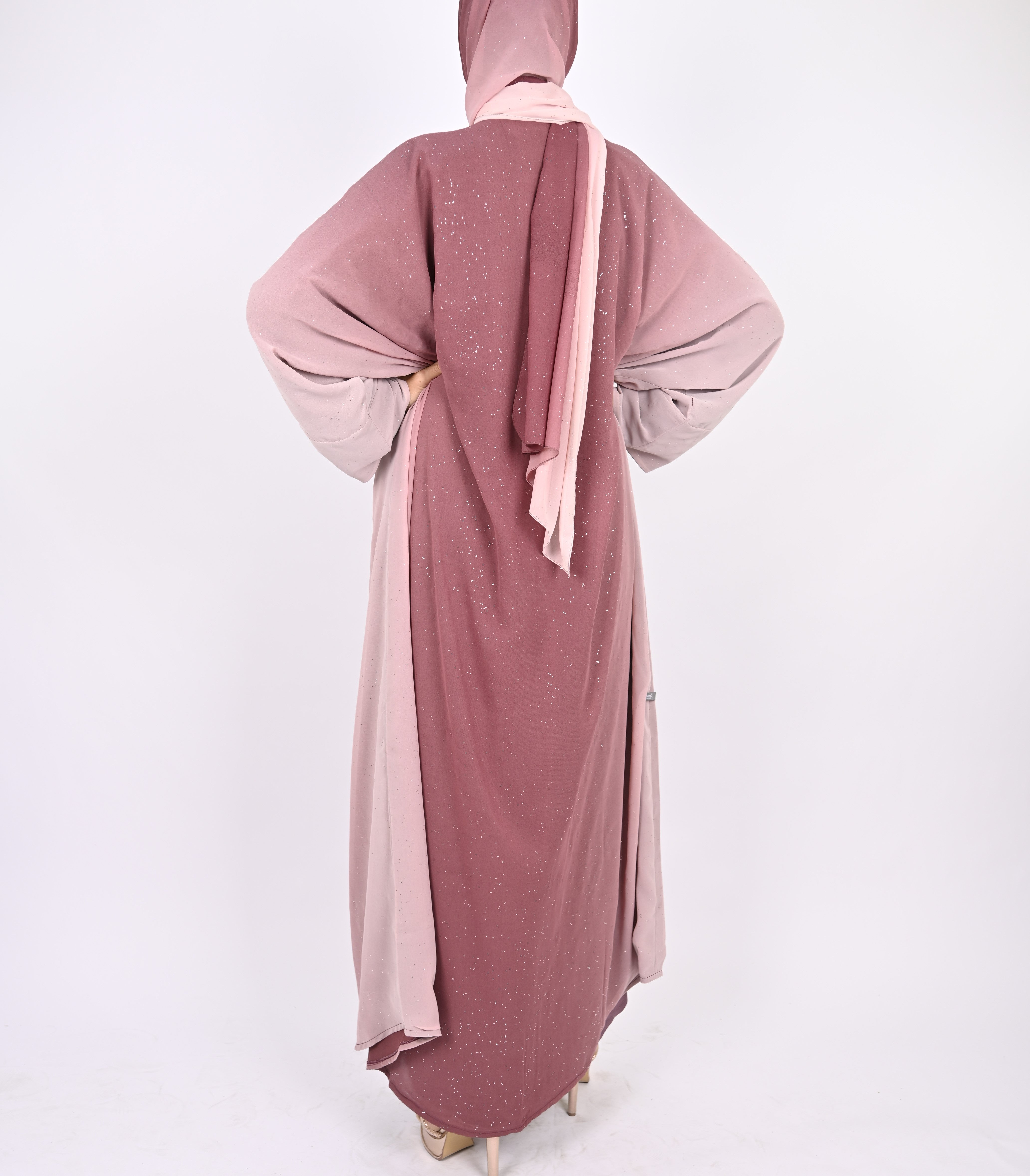 Ombre Pink Glitter Abaya Set