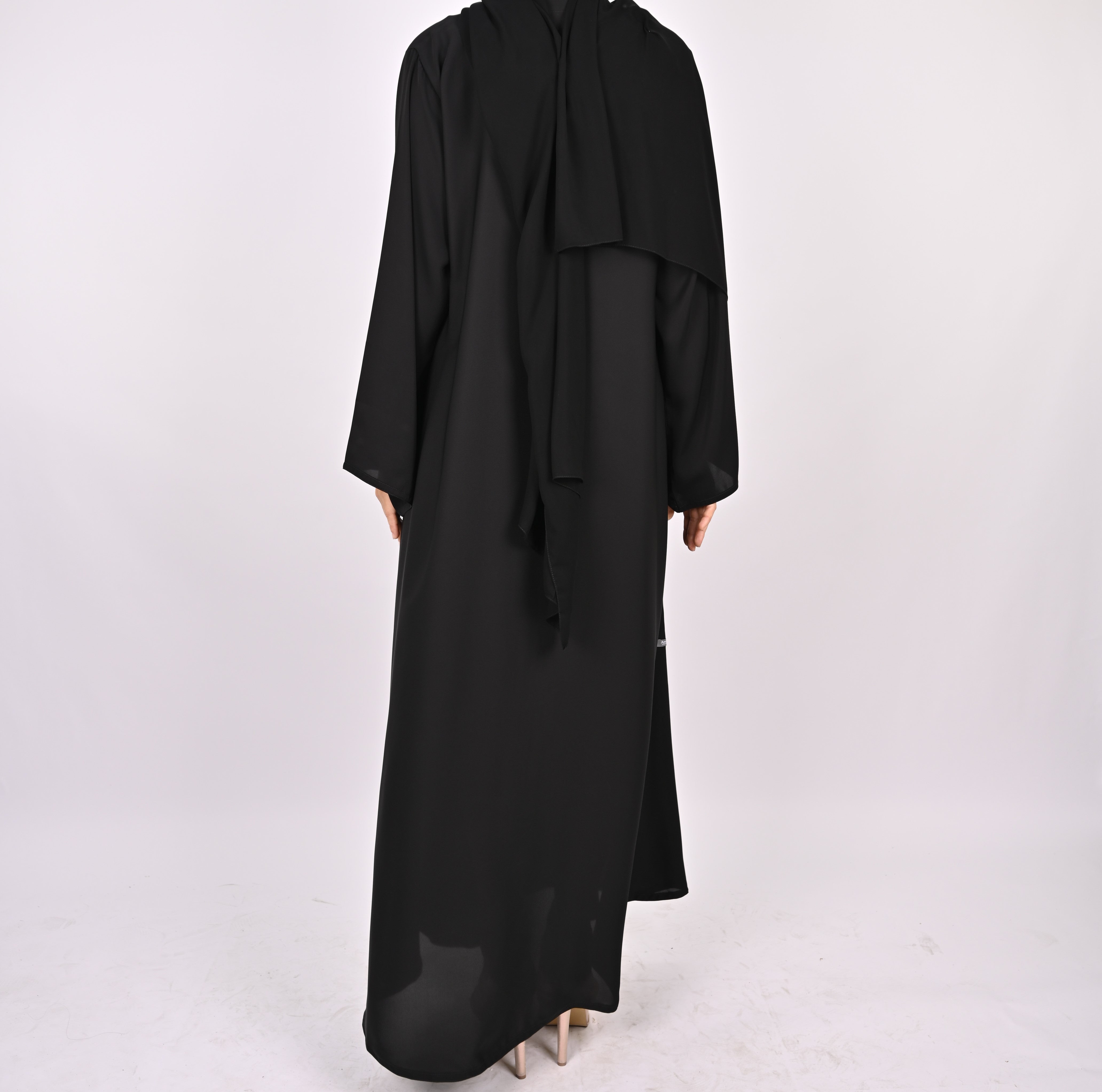 Premium Black Open Abaya with Button