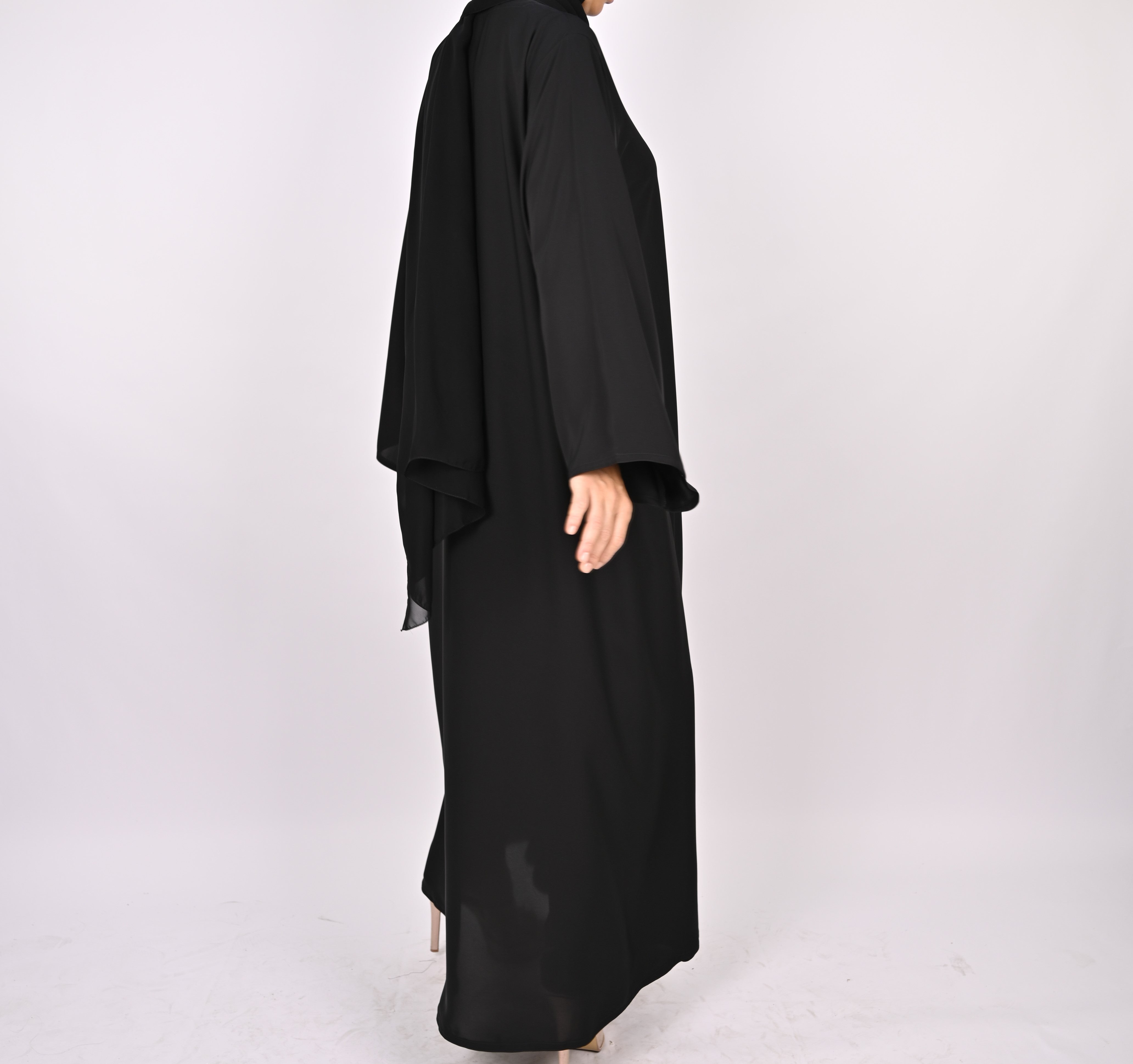Premium Black Open Abaya with Button
