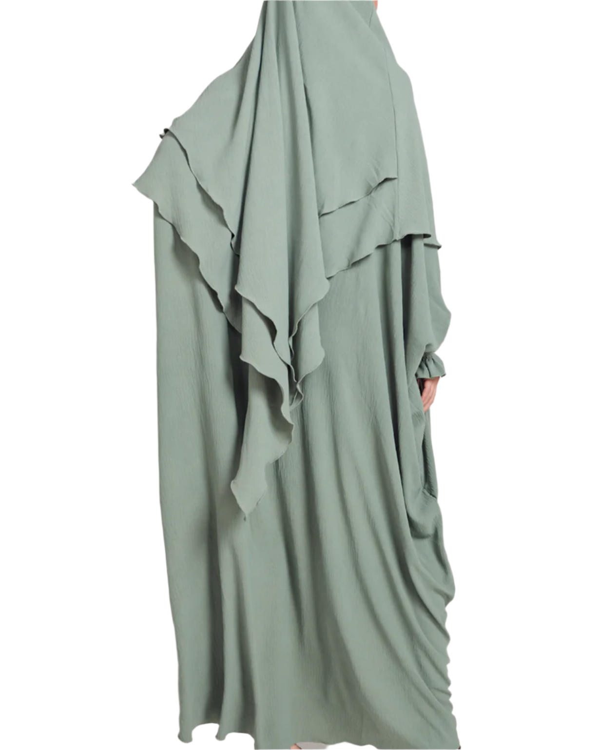 Sage Crepe Khimar Abaya