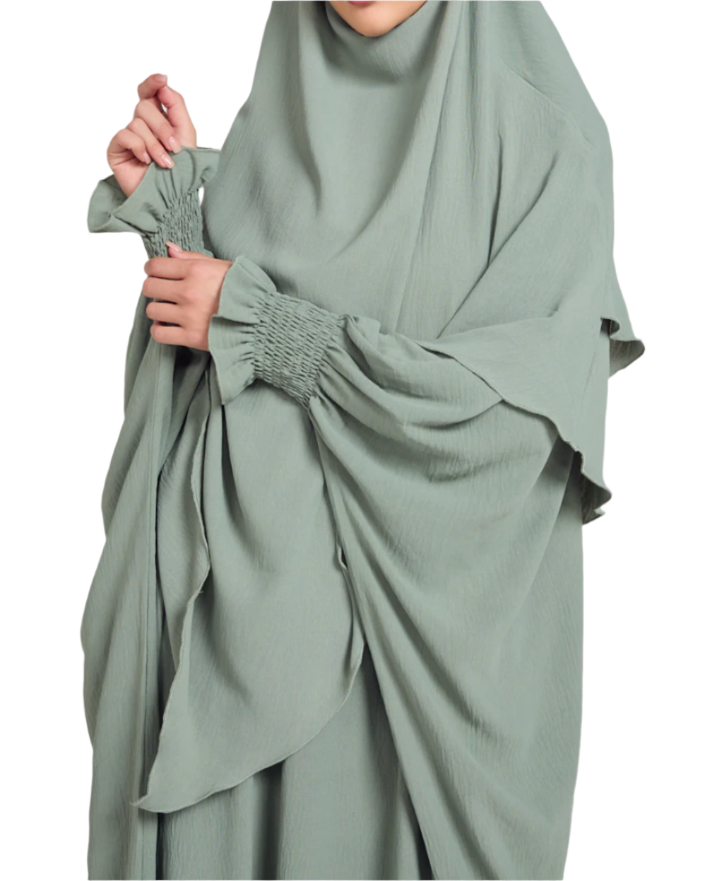 Sage Crepe Khimar Abaya