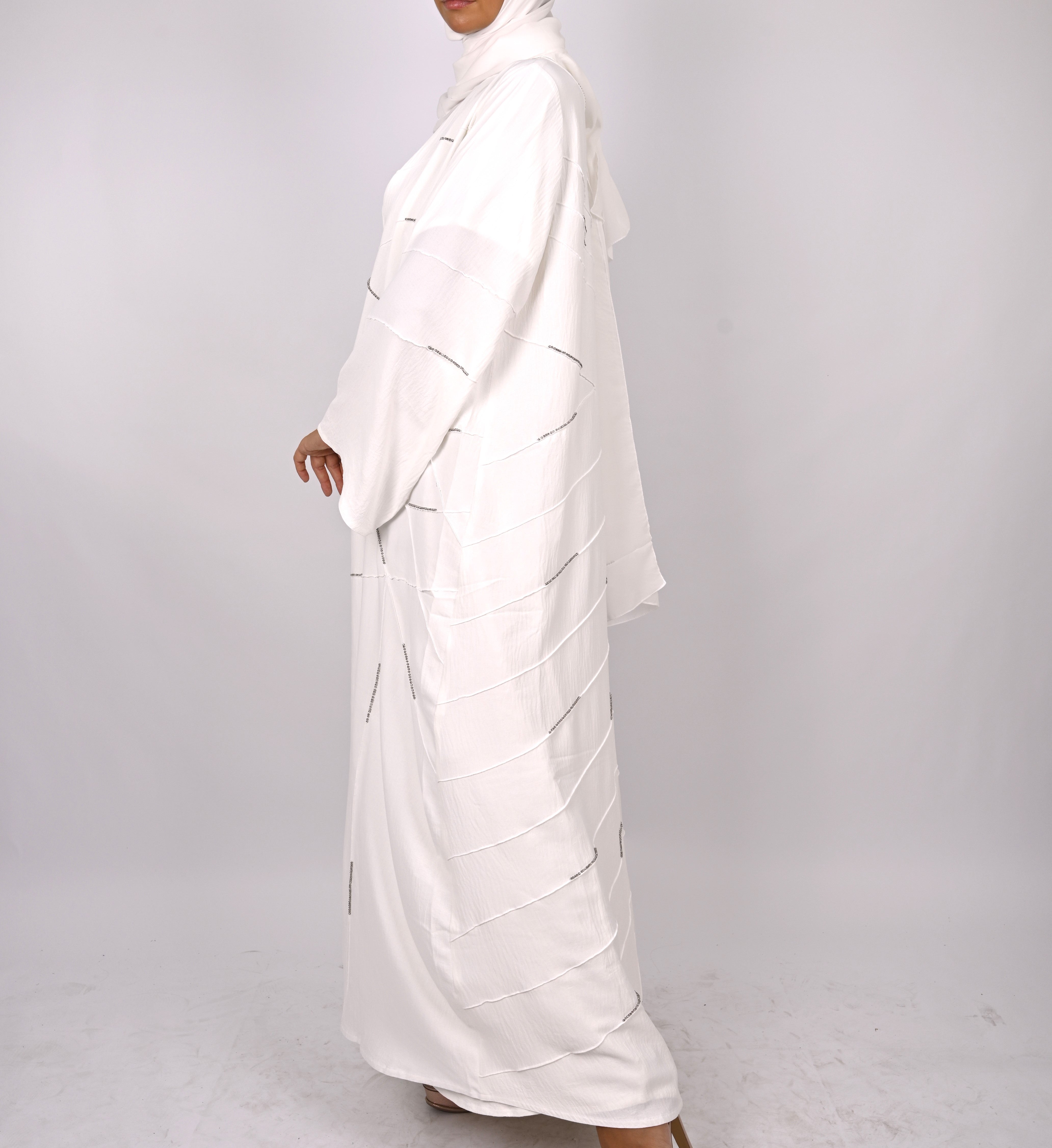 White Crystal Embellished Emirati Abaya