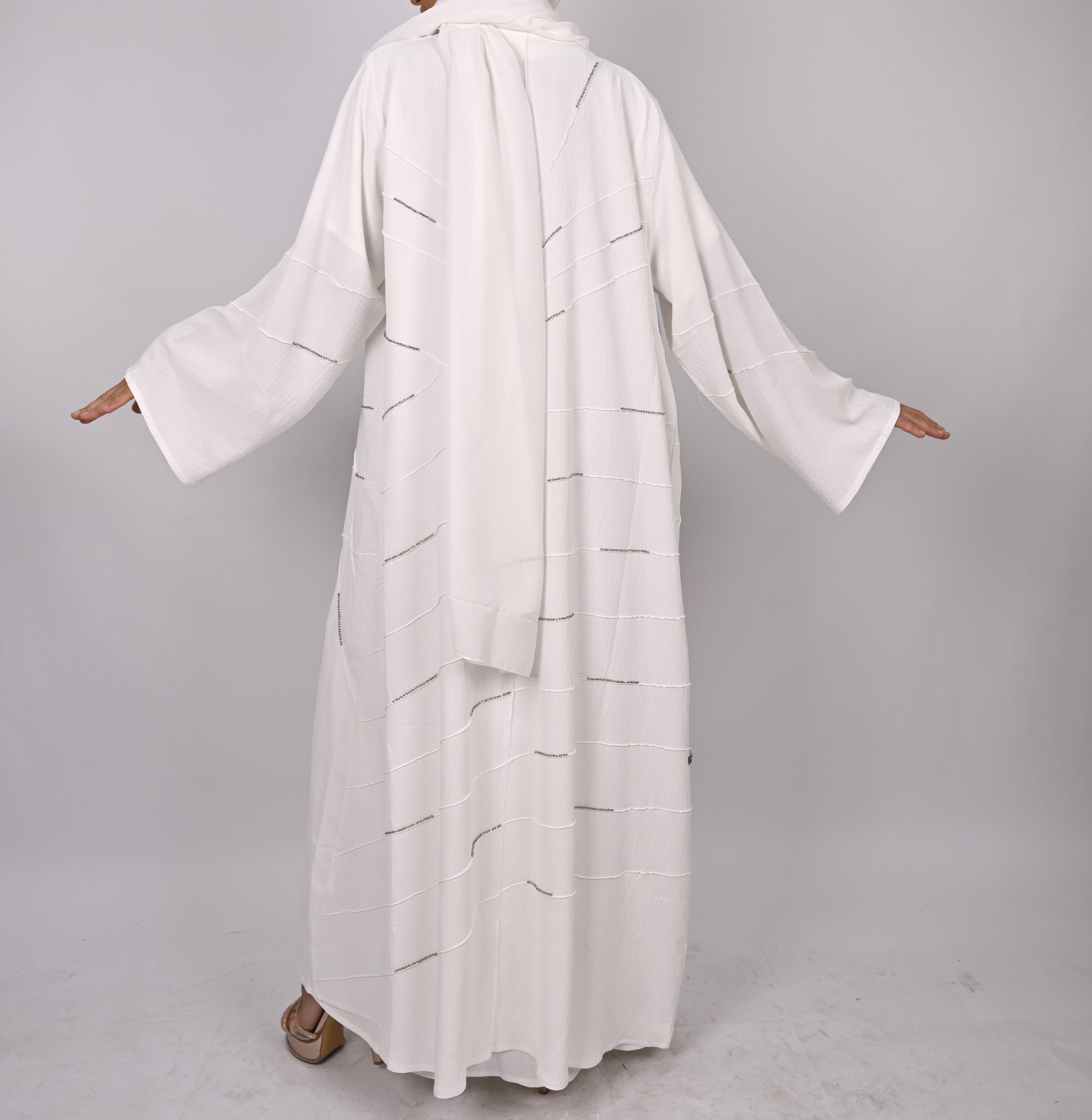 White Crystal Embellished Emirati Abaya