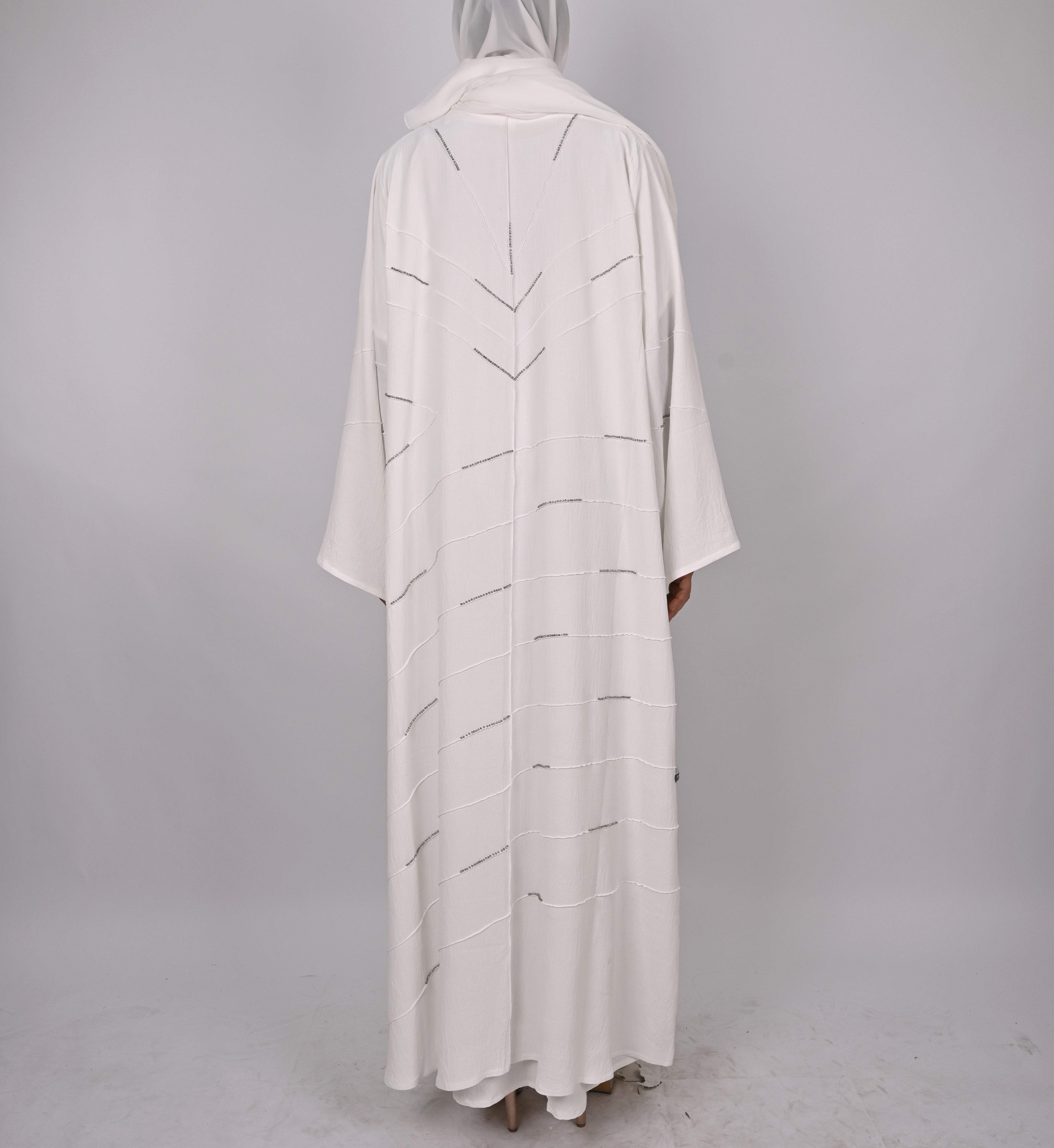White Crystal Embellished Emirati Abaya