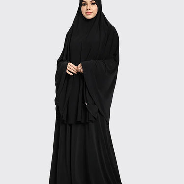 Black Jersey Burkah and Skirt (Free Size)