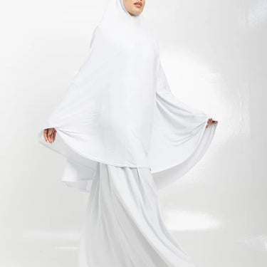 White Jersey Burkah and Skirt (Free Size)