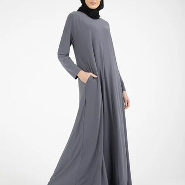 Grey Basic Inigo Jersey Abaya