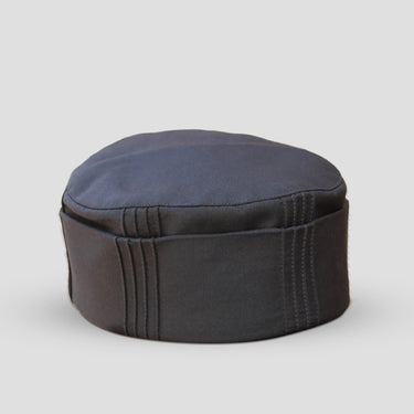 Black Pin tucked Hat with Piping