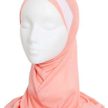 Girls Salmon Pink/White Diamond Hijab
