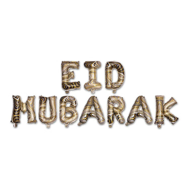 Marble 'Eid Mubarak' Foil Letter Balloons