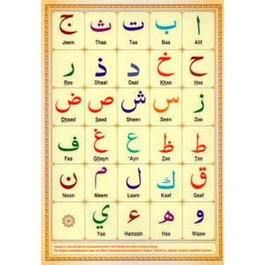 Laminated Arabic Alphabet Takhtee - A4 Size