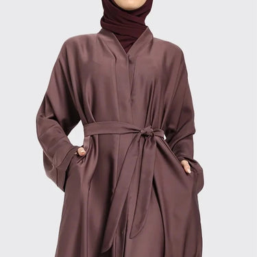 Open Abaya with Button - Mauve