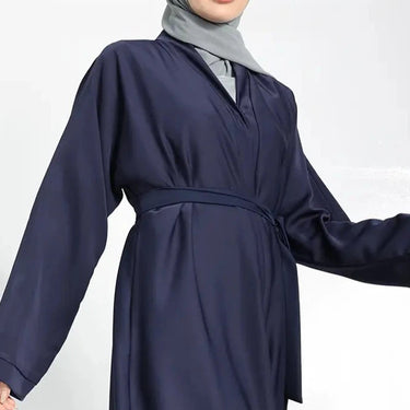 Open Abaya with Button - Navy
