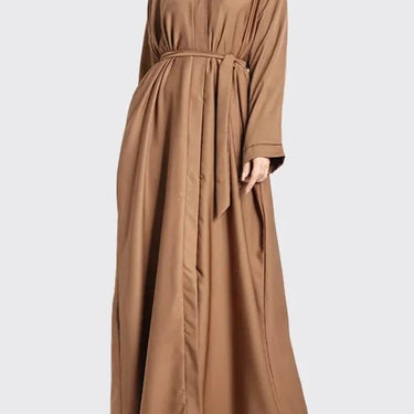 Open Abaya with Button - Tawny