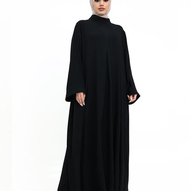 Black Pleat Plain Abaya
