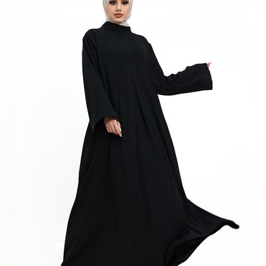 Black Pleat Plain Abaya
