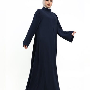 Navy Pleat Plain Abaya