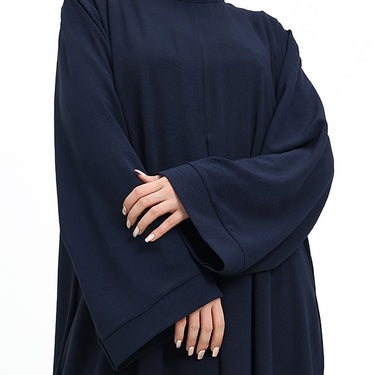 Navy Pleat Plain Abaya