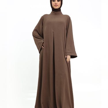Mocha Pleat Plain Abaya