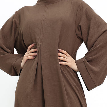 Mocha Pleat Plain Abaya