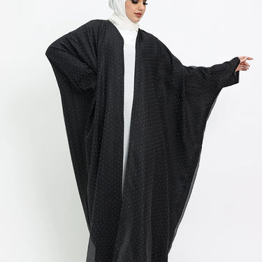 Black - Diamante Organza Open Abaya